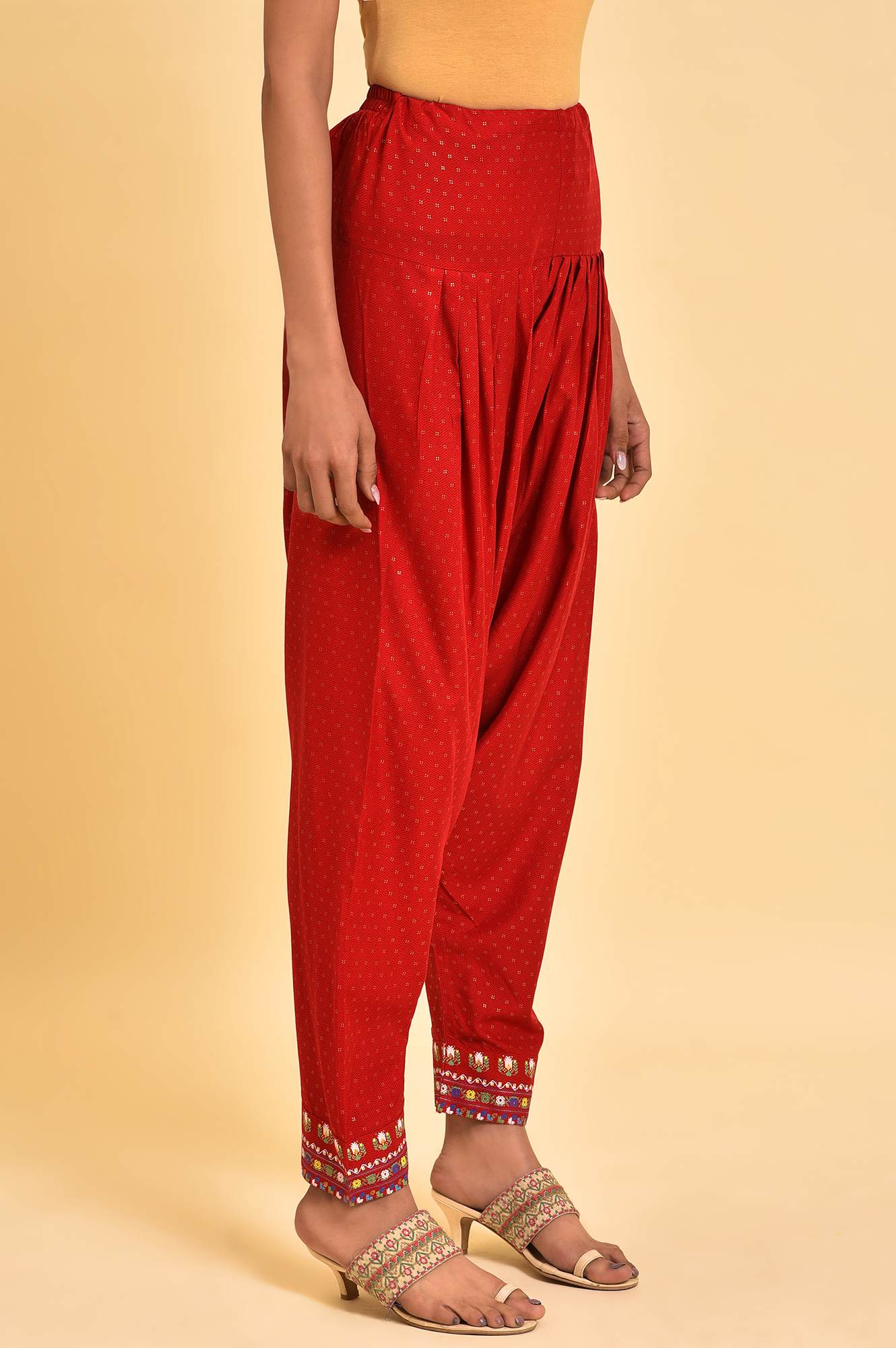 Red Embroidered Salwar - Image 4