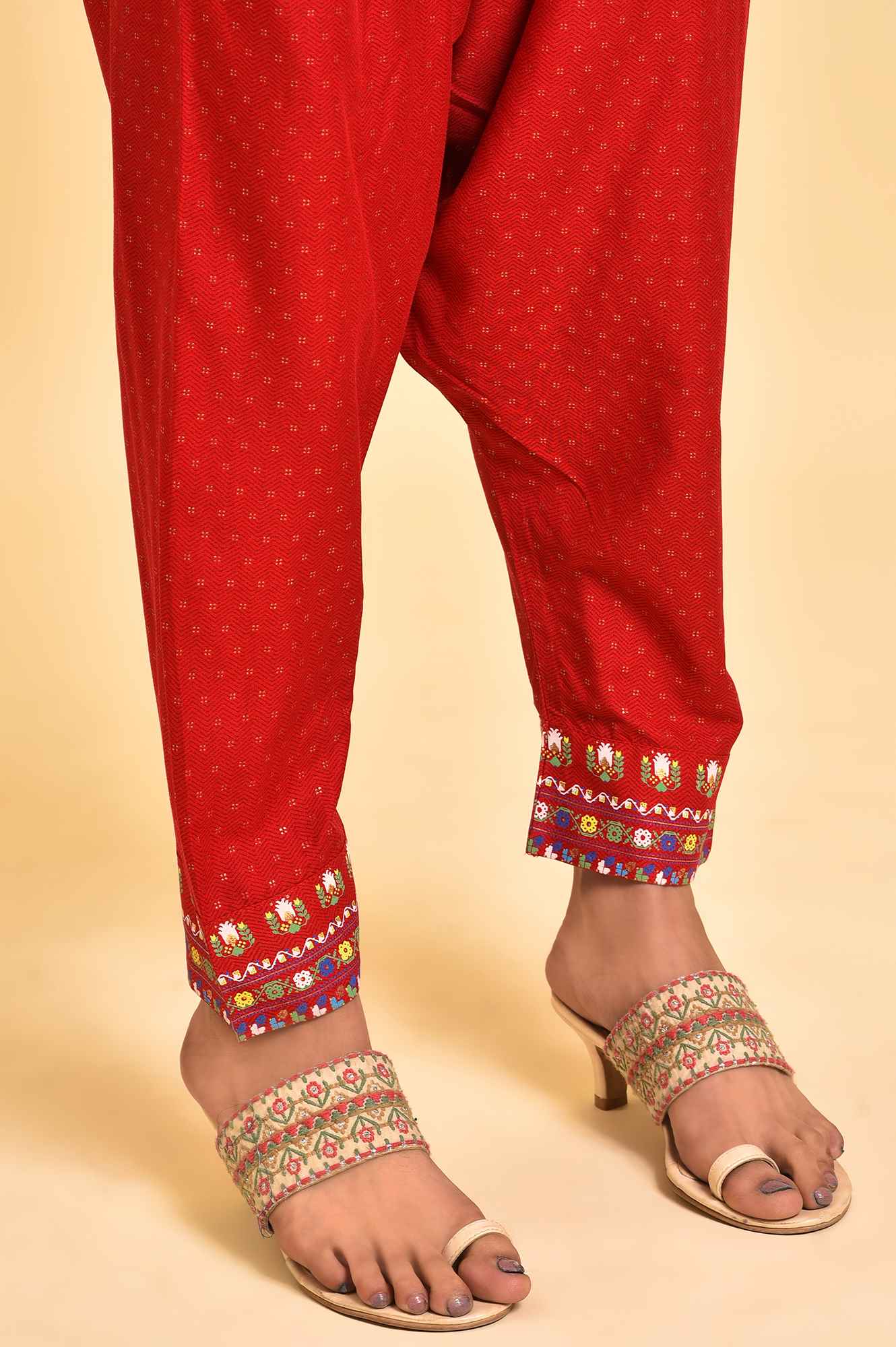 Red Embroidered Salwar - Image 8