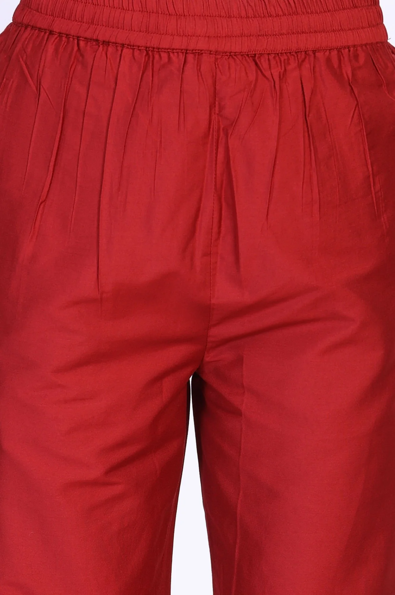 Red Floral Print Metallic Embroidered Flared Woven Kurta with Straight Pant and Dupatta Set - Image 7