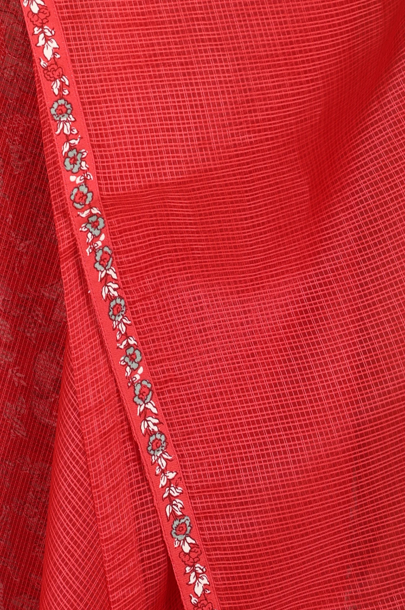 Red Floral Printed Flared Anarkali Kurta, Straight Pants And Dupatta Set - Image 10