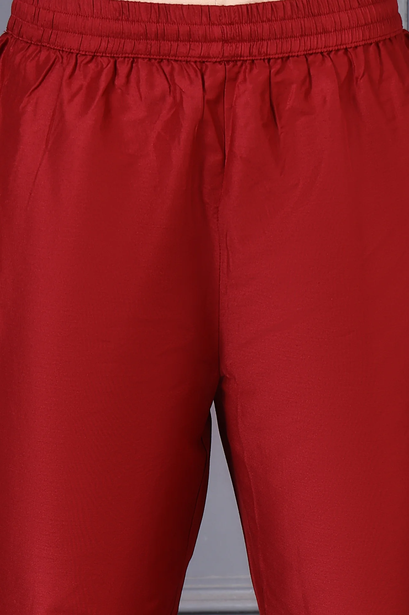 Red Floral Printed Kota Straight Kurta, Pants and Dupatta Set - Image 8
