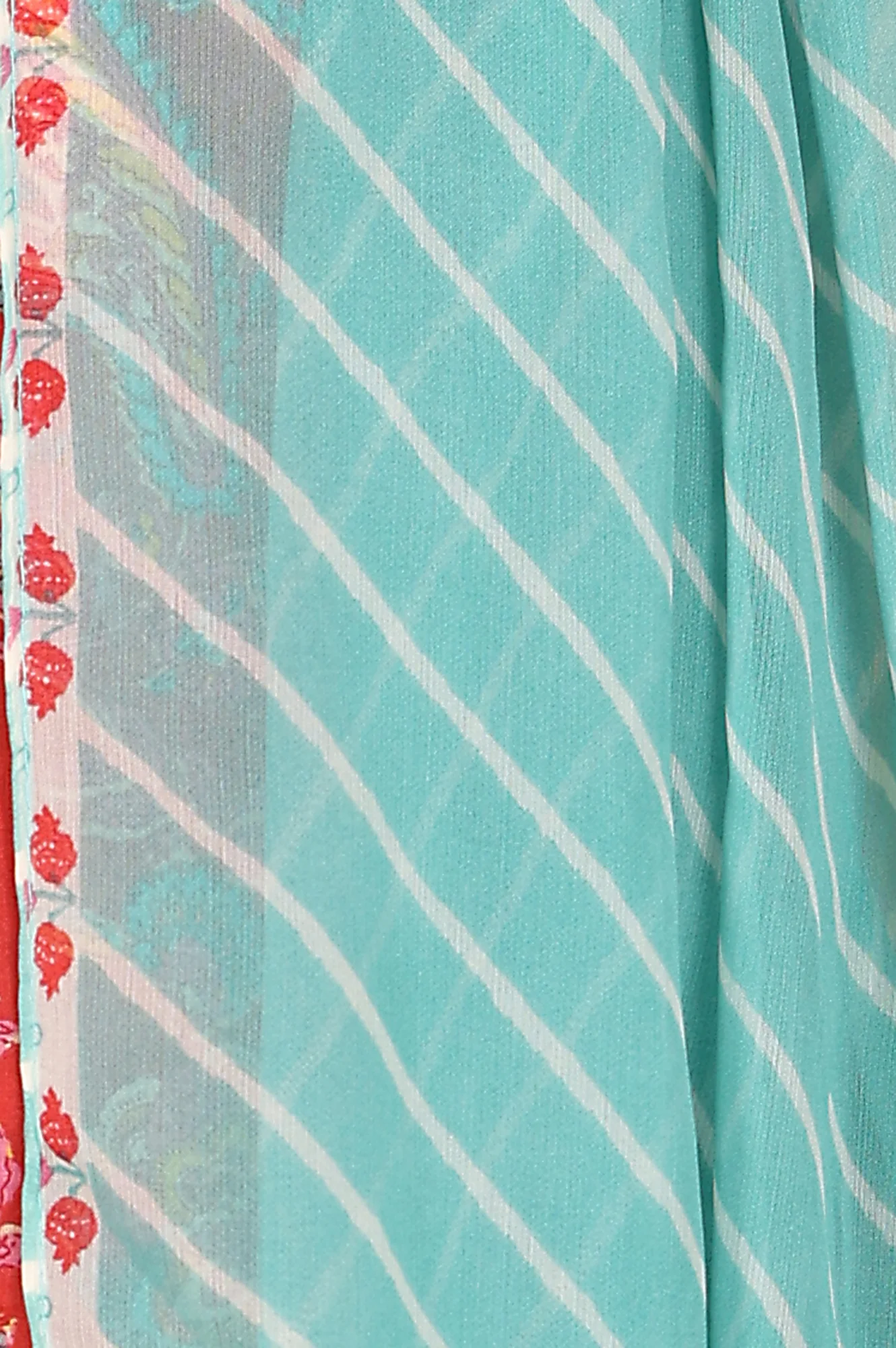 Red Floral Printed Sequined Pure Cotton A-Line Kurta, Straight Pants And Teal Printed Dupatta - Image 10