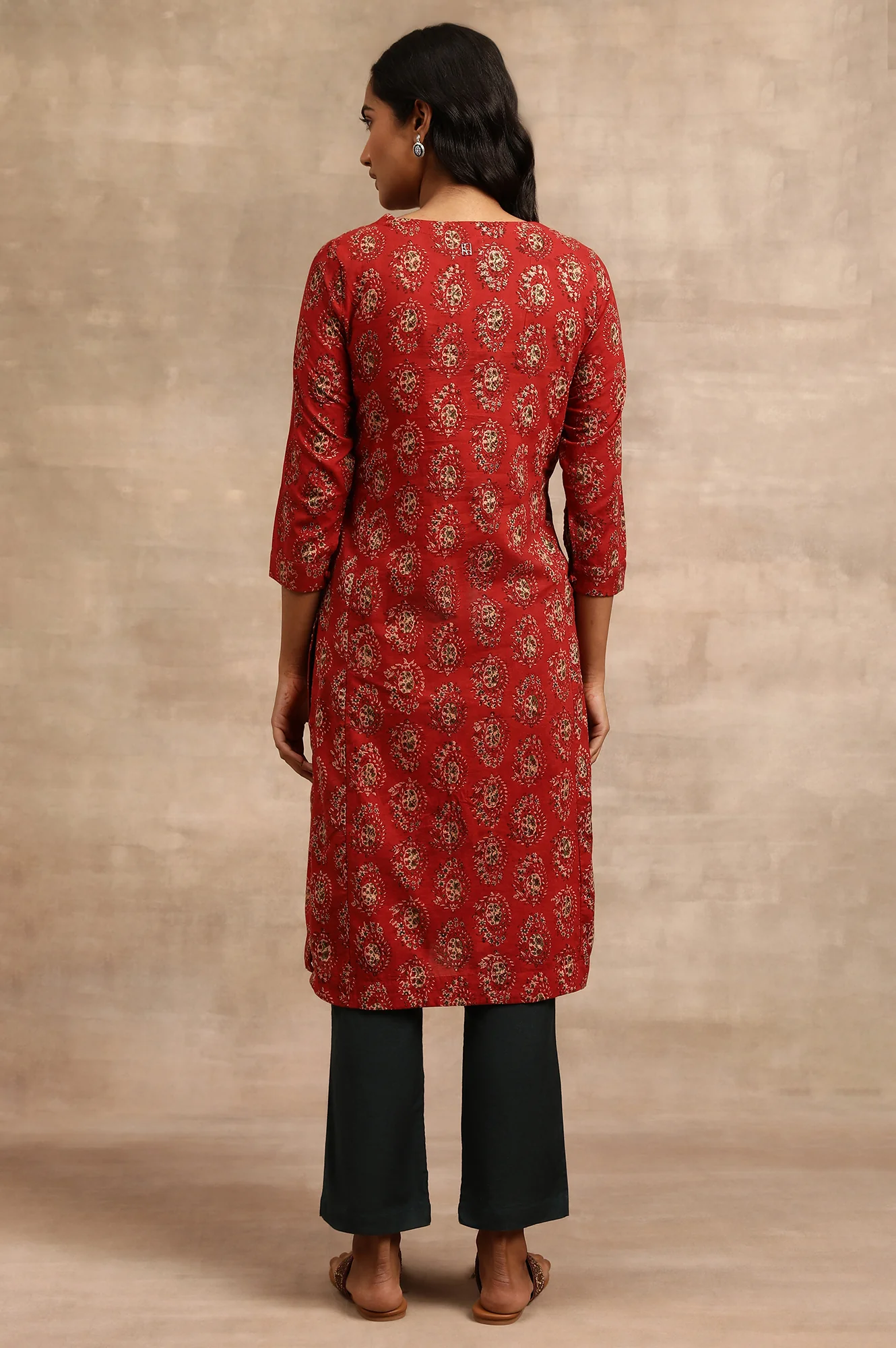 Red Hand Block Print kurta - Image 2