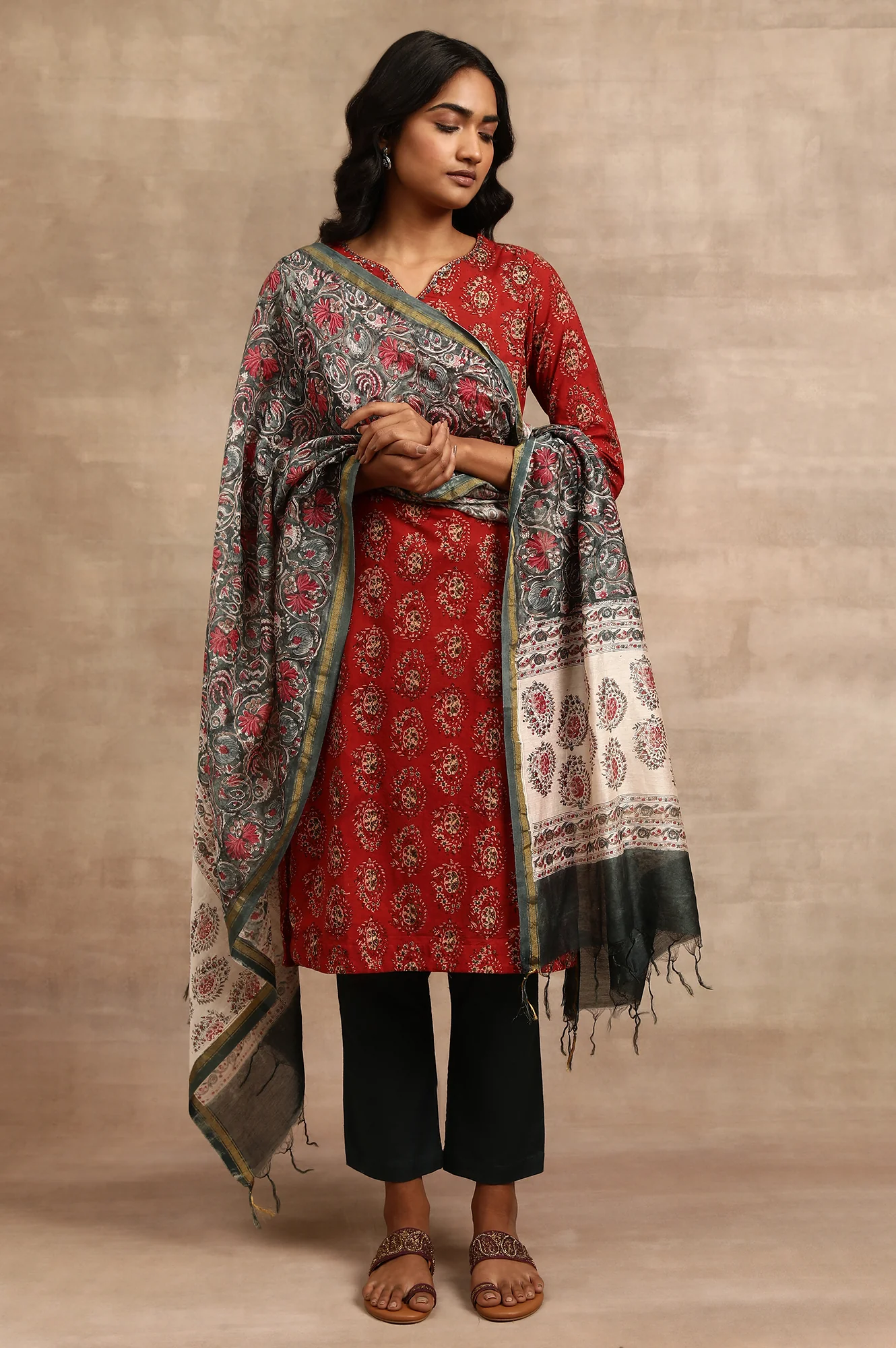 Red Hand Block Print kurta - Image 5