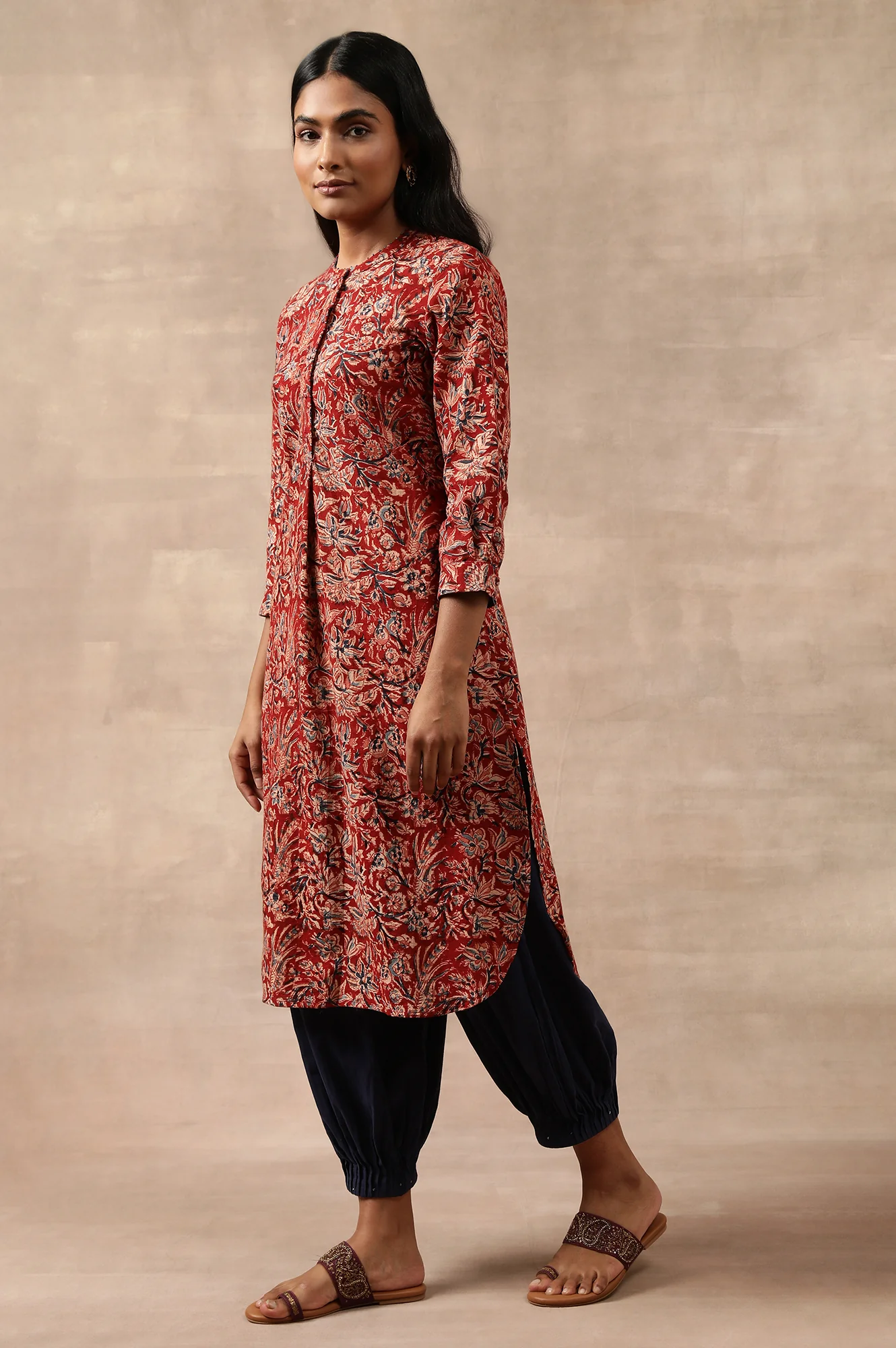 Red Kalamkari Print Shirtdress - Image 2