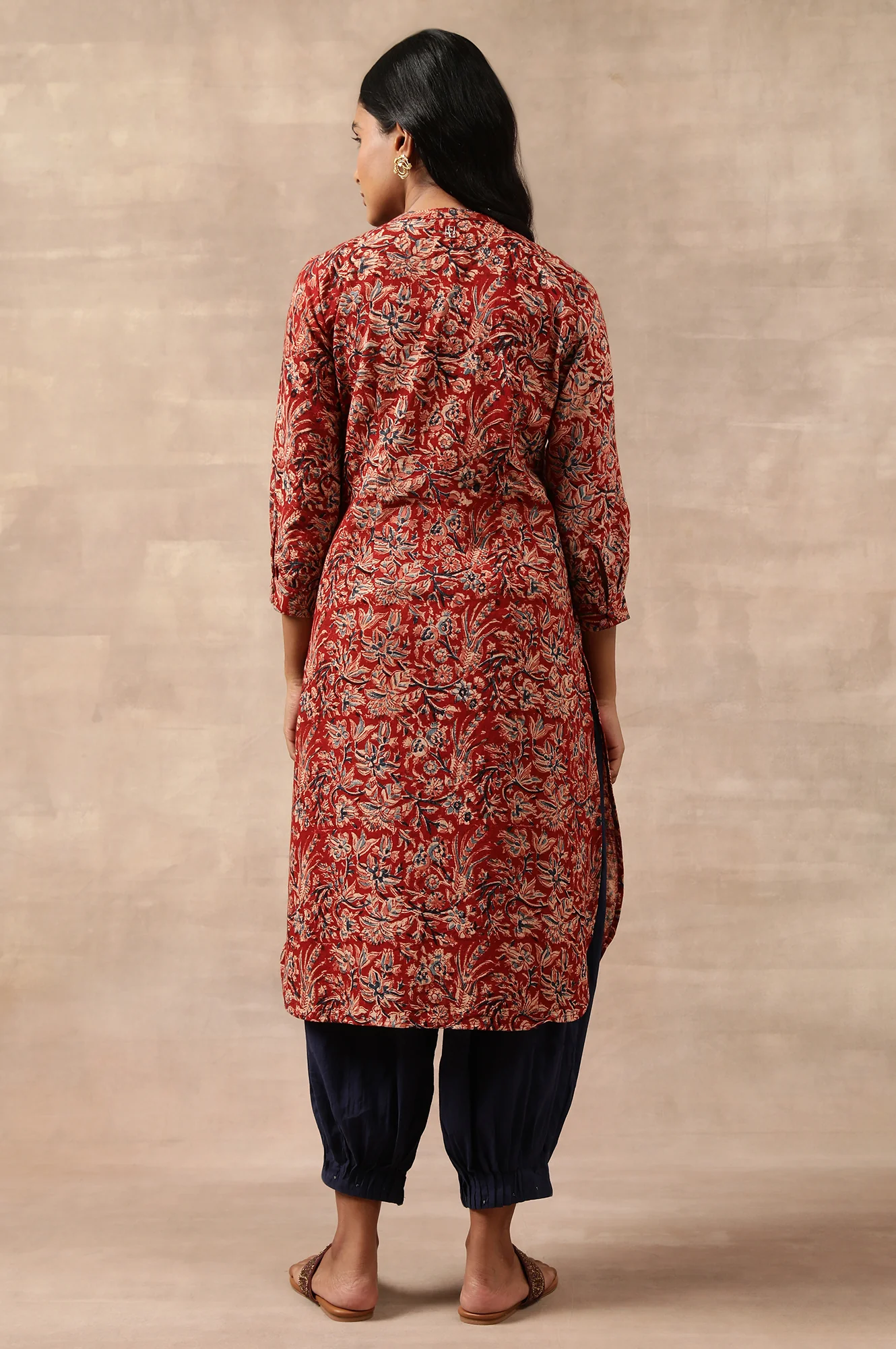 Red Kalamkari Print Shirtdress - Image 4