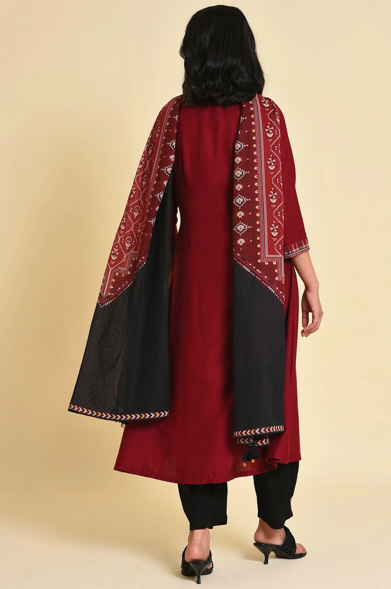 Red Mock Layer kurta Set - Image 2