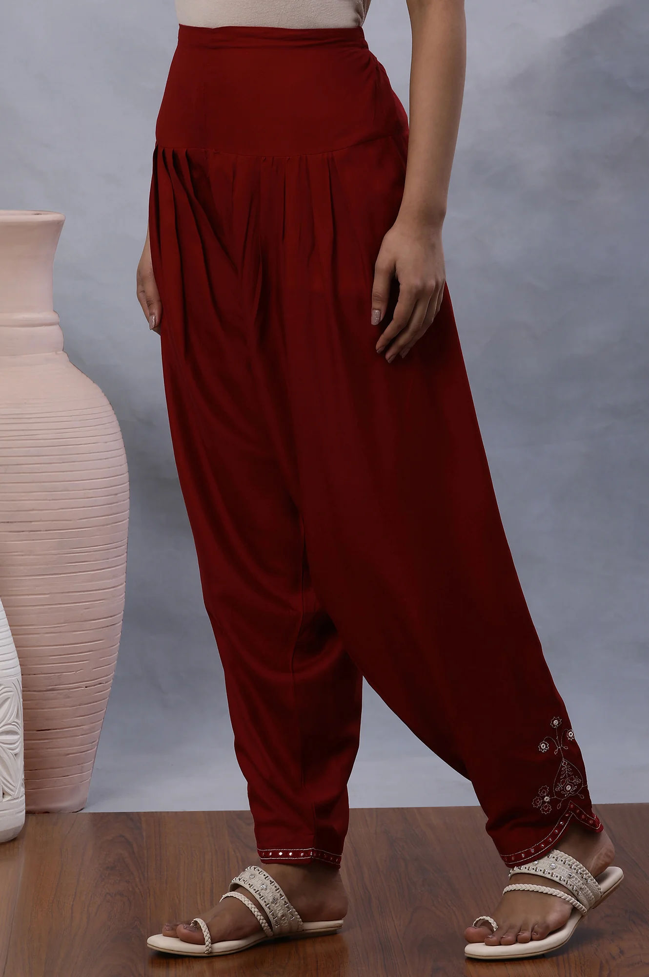 Red Paisley Embroidered Salwar - Image 2