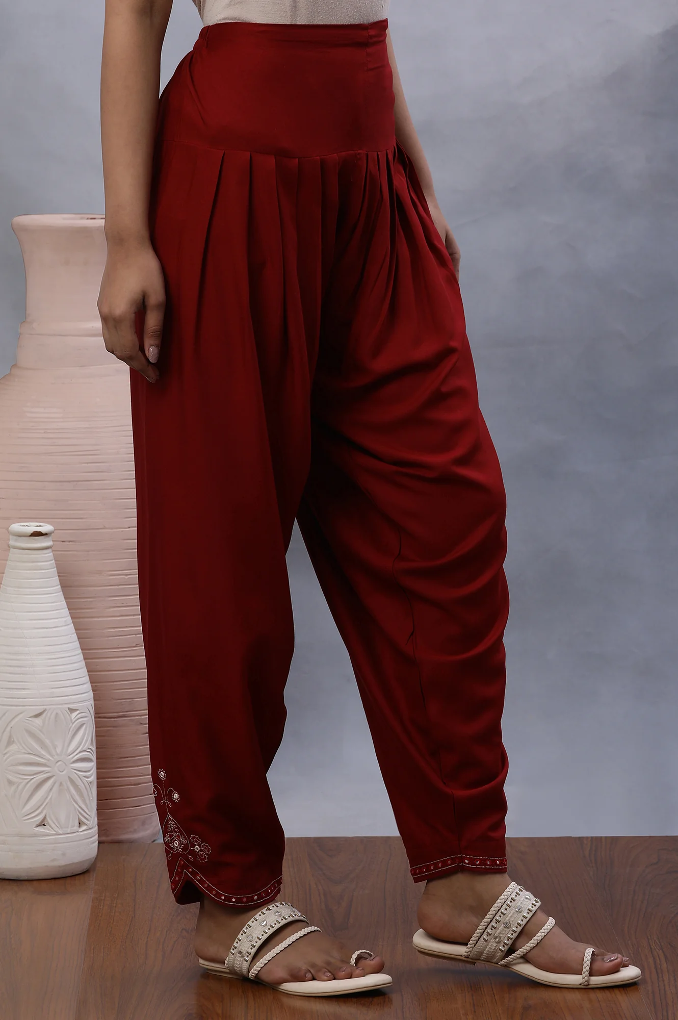 Red Paisley Embroidered Salwar - Image 4