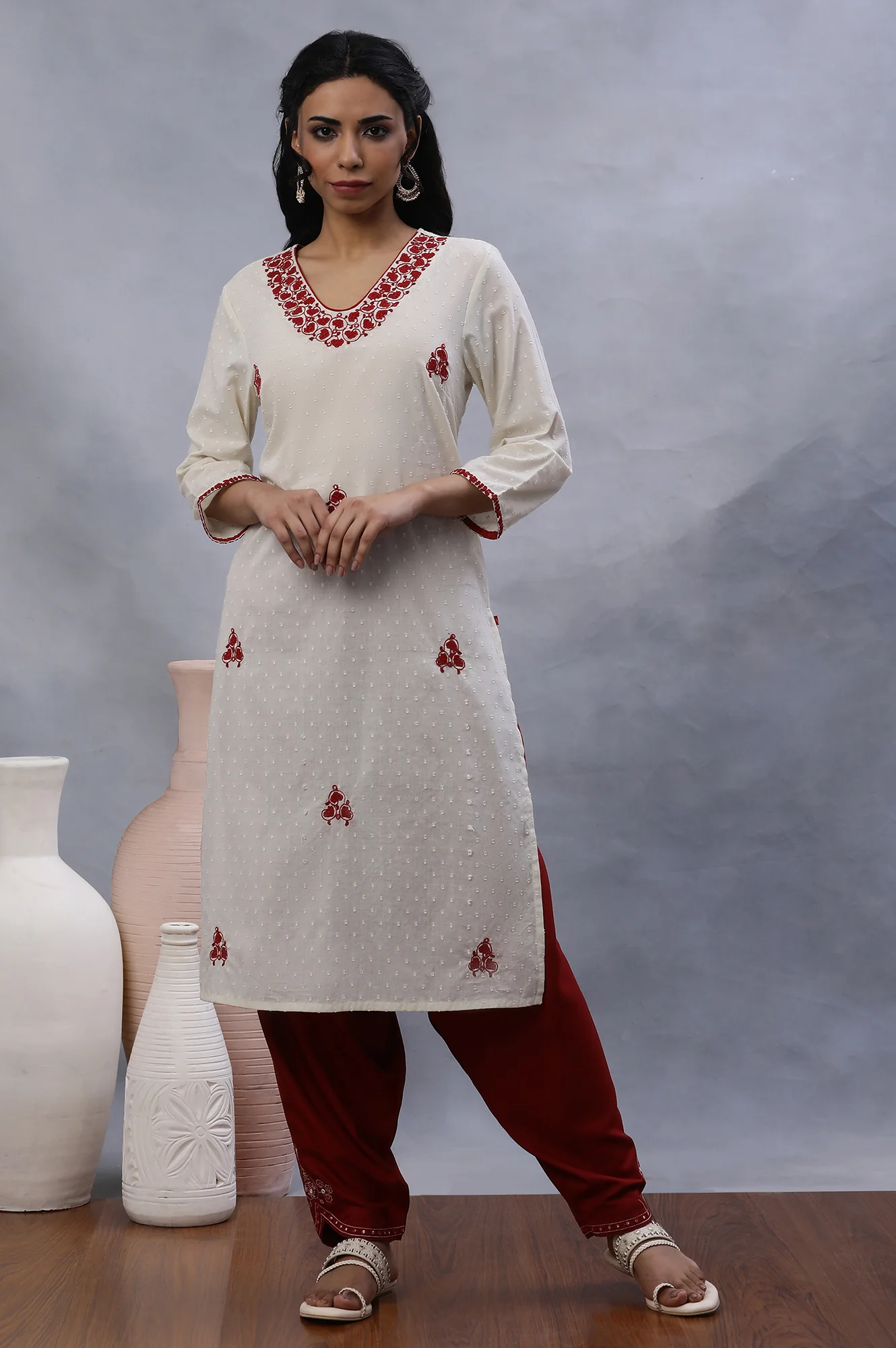 Red Paisley Embroidered Salwar - Image 5