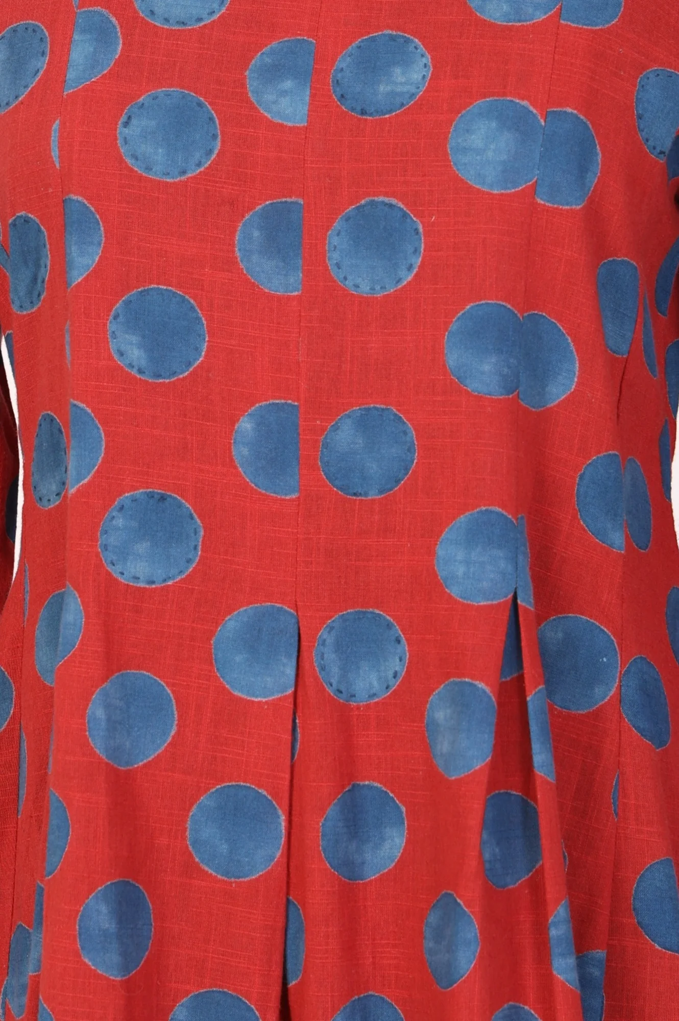Red Polka Dots Pure Cotton A-line Dress - Image 3