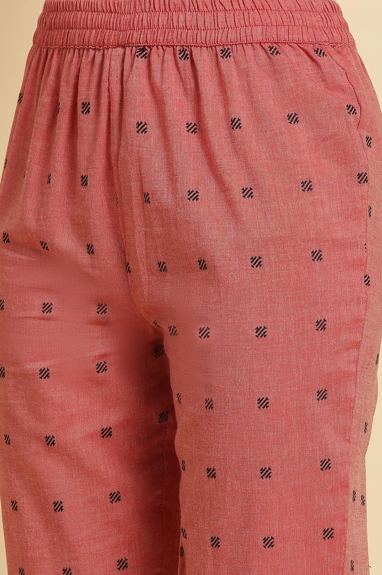 Red Printed Rayon Pleated Kurta And Pants Co-Ord Set - Image 10