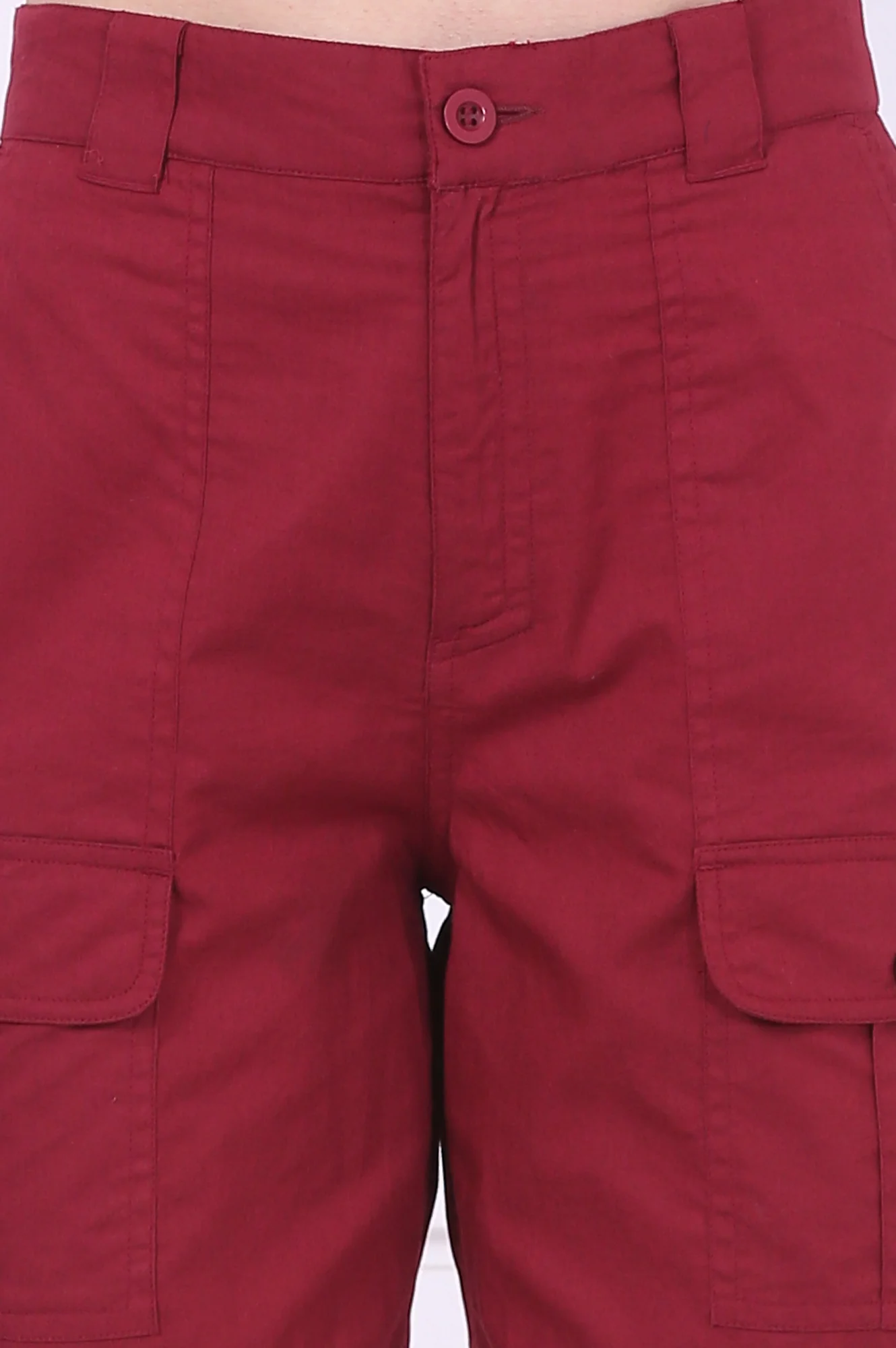 Elleven Women's Red Solid Mid Thigh Pure Cotton Shorts with YKK Zipper - Image 6