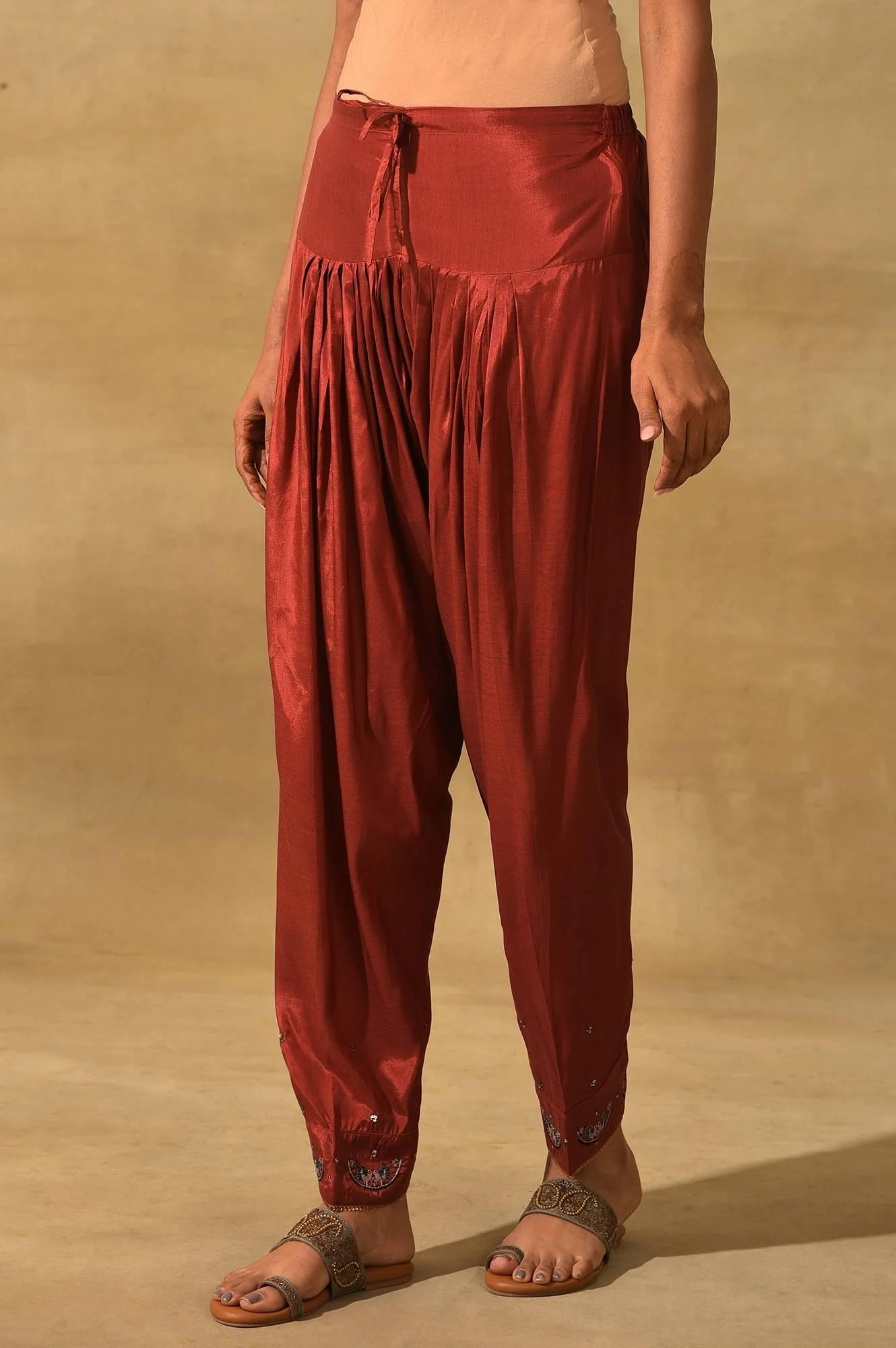 Red Solid Salwar - Image 3