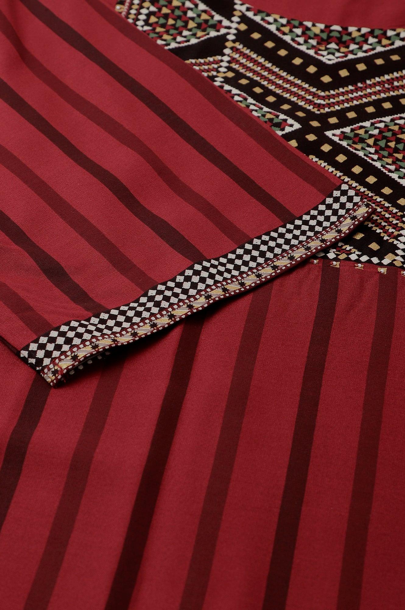 Red Stripe Print Plus Size kurta - Image 8