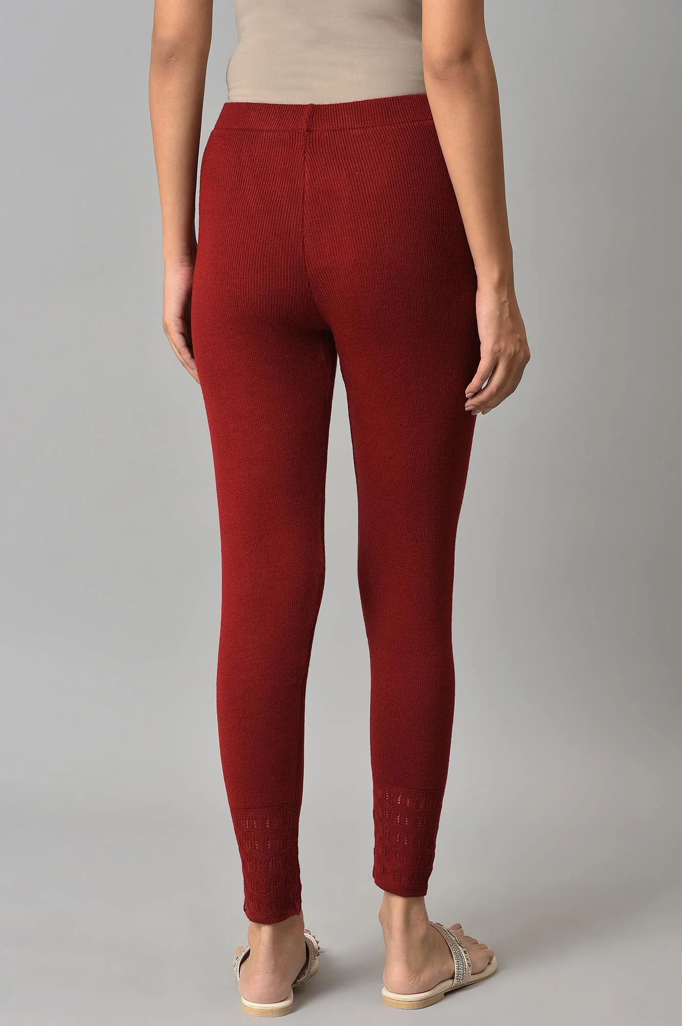 Red Winter Knitted Leggings - Image 2