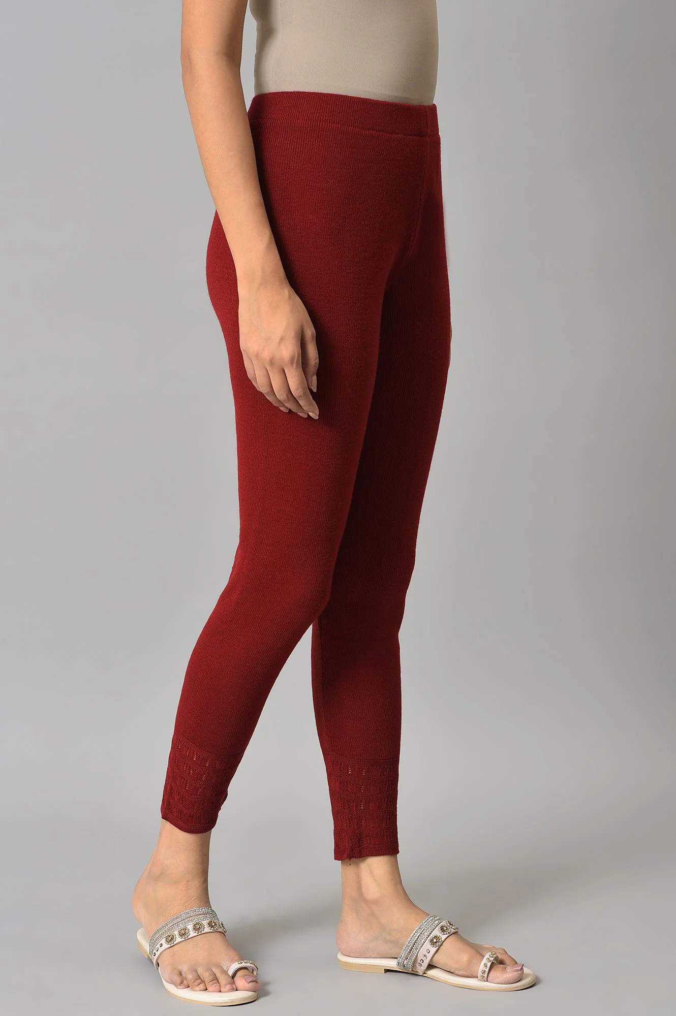 Red Winter Knitted Leggings - Image 4