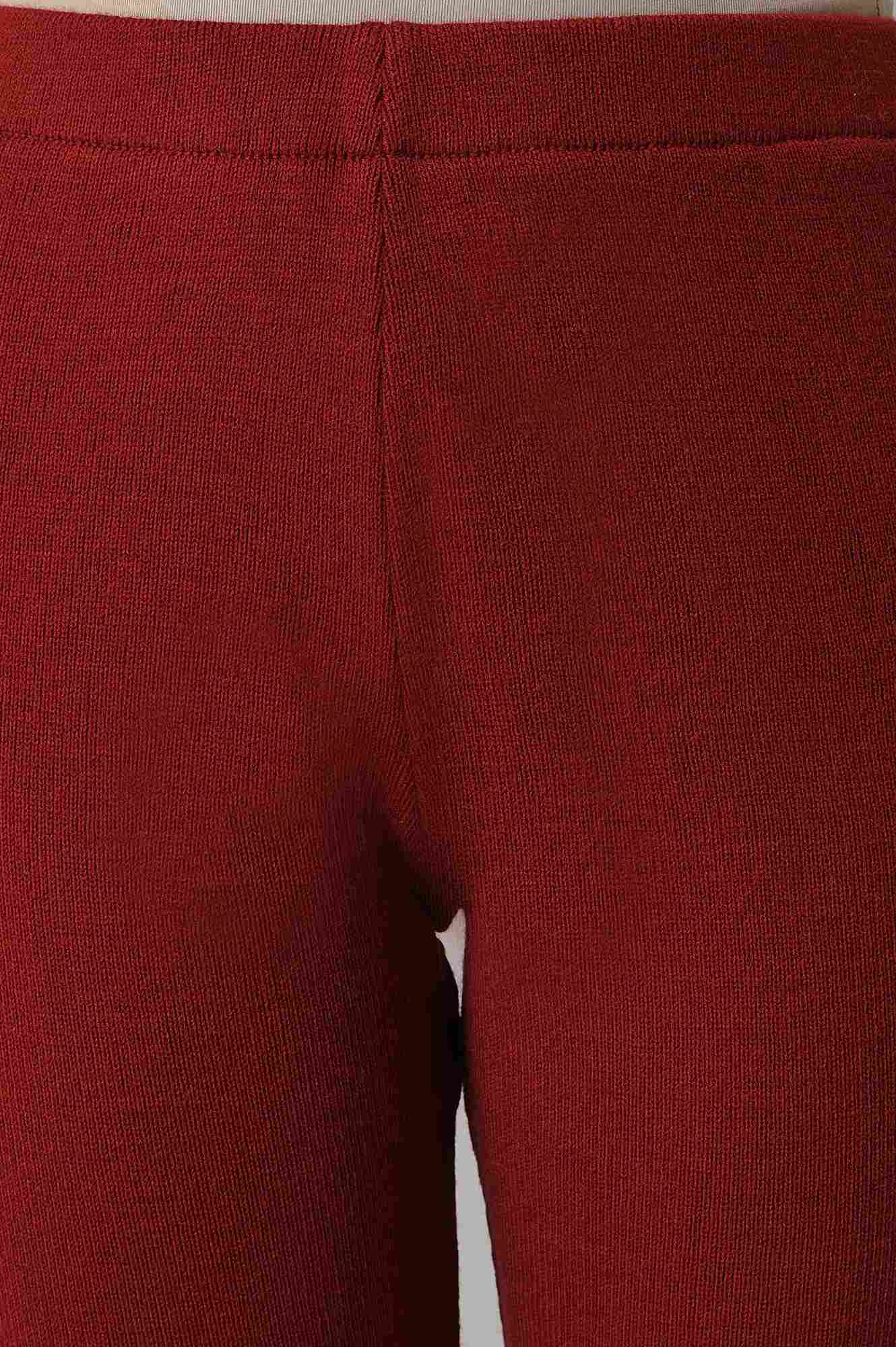 Red Winter Knitted Leggings - Image 6