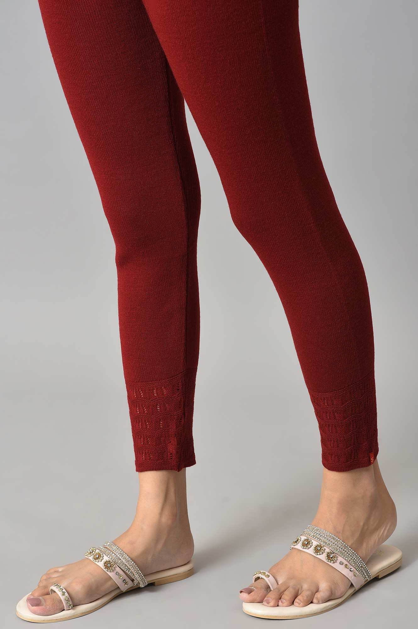 Red Winter Knitted Leggings - Image 8
