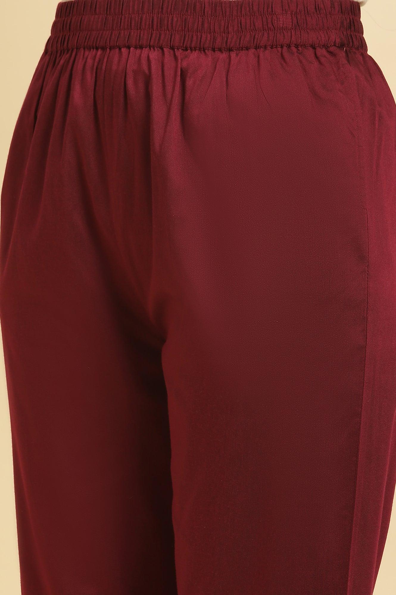 Red Zari Embroidered Kurta, Pants And Jacquard Dupatta Set - Image 10