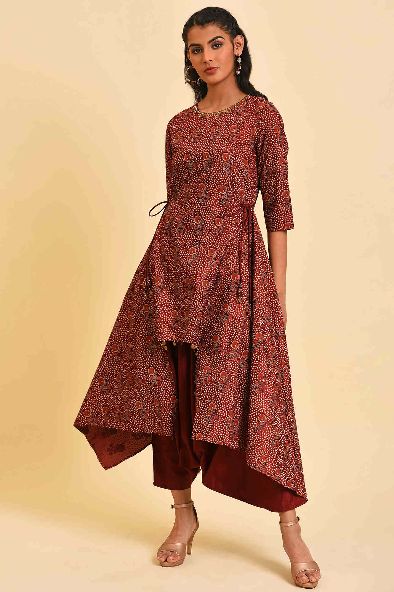 Rosewood Red Fusion Layered Jumpsuit - Image 6