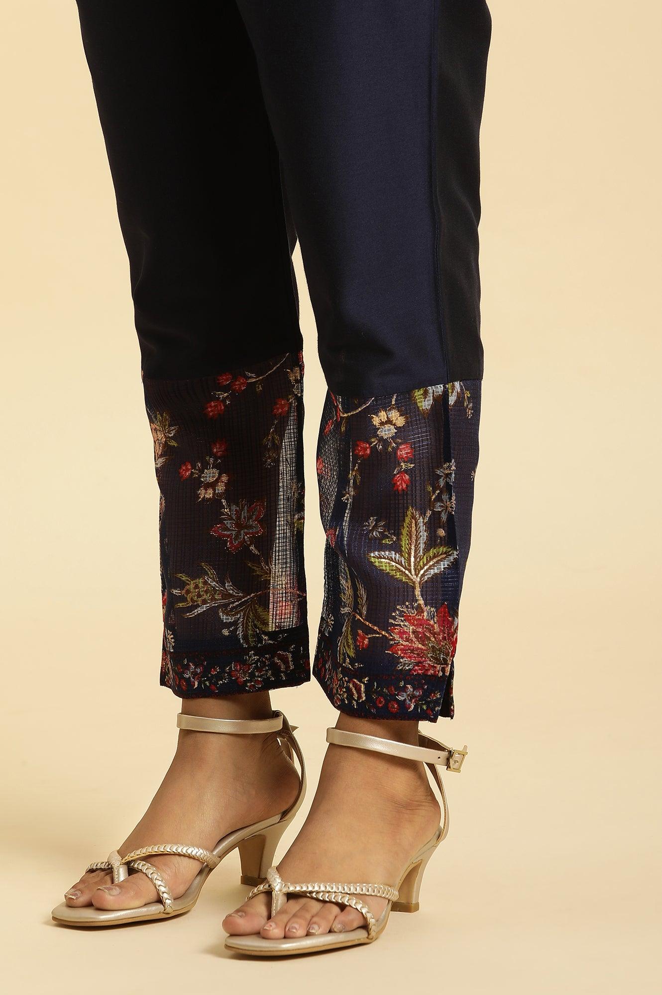Royal Blue Embroidered Kurta, Pants And Dupatta Set - Image 12