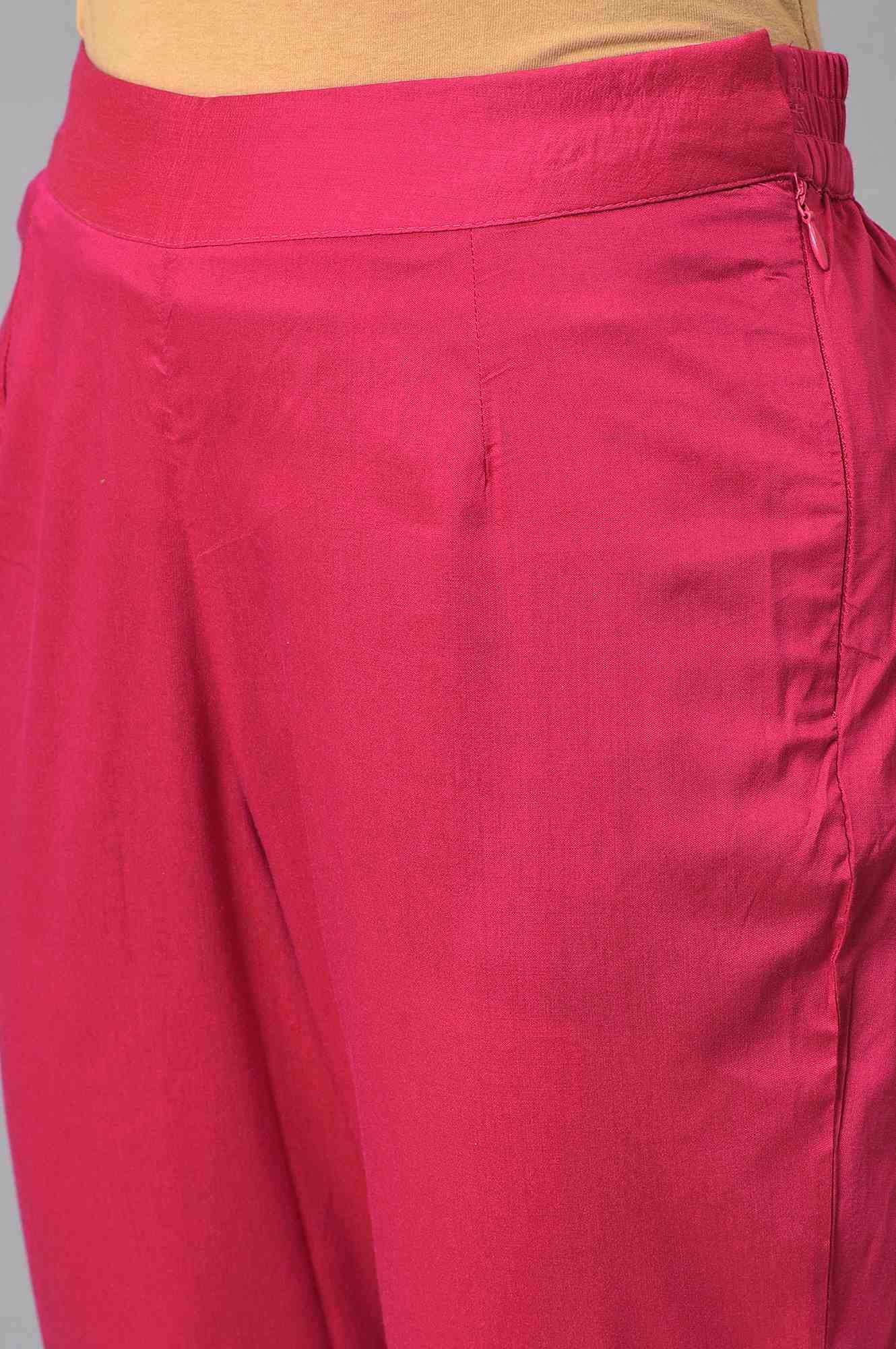 Royal Blue Mock Layered Festive kurta With Pink Slim Pants And Chiffon Dupatta - Image 7