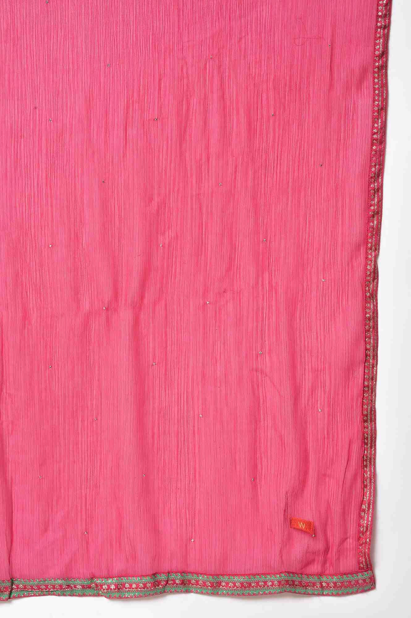Royal Blue Mock Layered Festive kurta With Pink Slim Pants And Chiffon Dupatta - Image 9