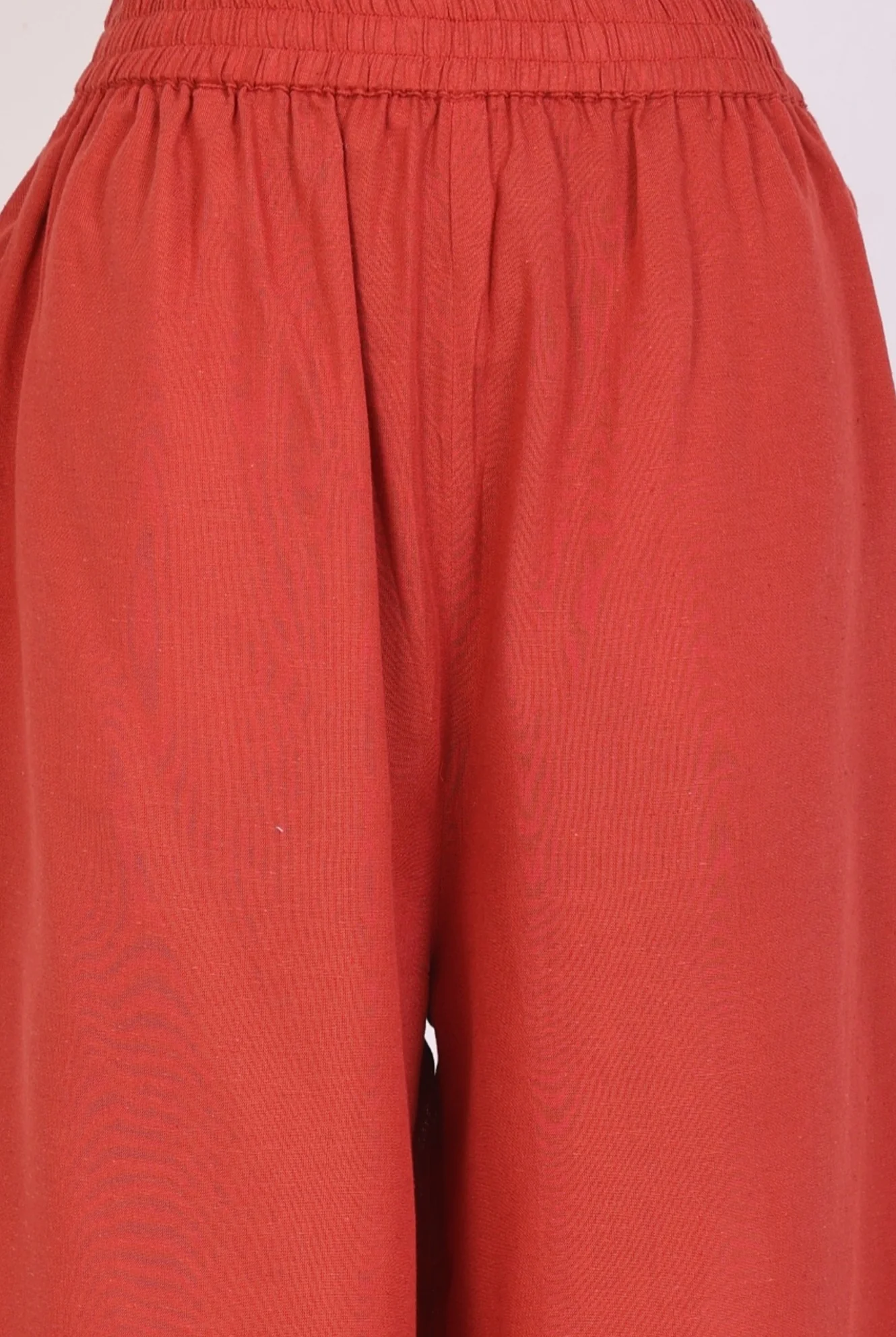 Rust Floral Printed Rayon Blend Straight Kurta with Flared Pants Co-ord Set - Image 7