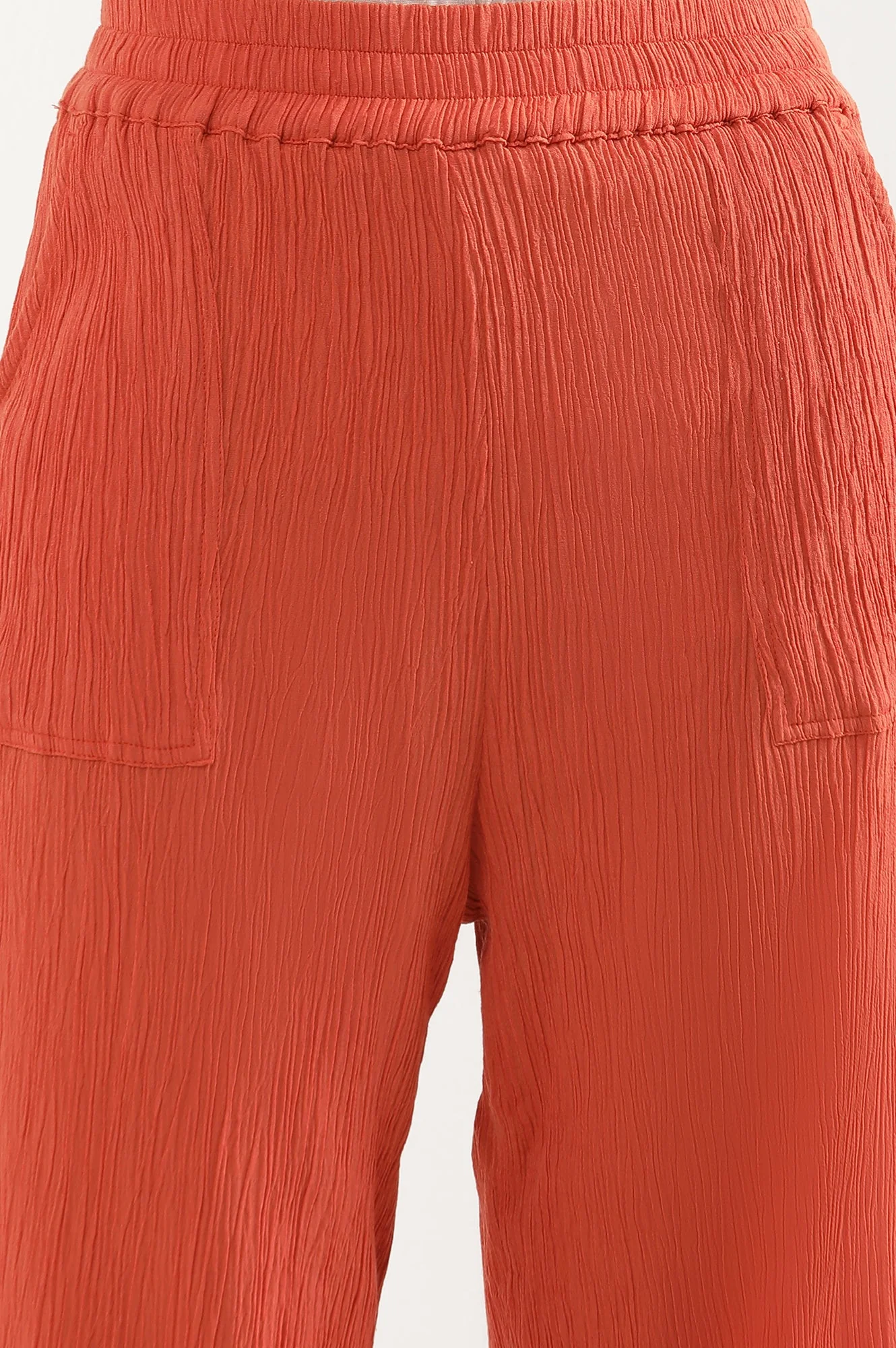 Elleven Women's Rust Solid Wide Leg Rayon Culottes With Elasticated Waist - Image 6