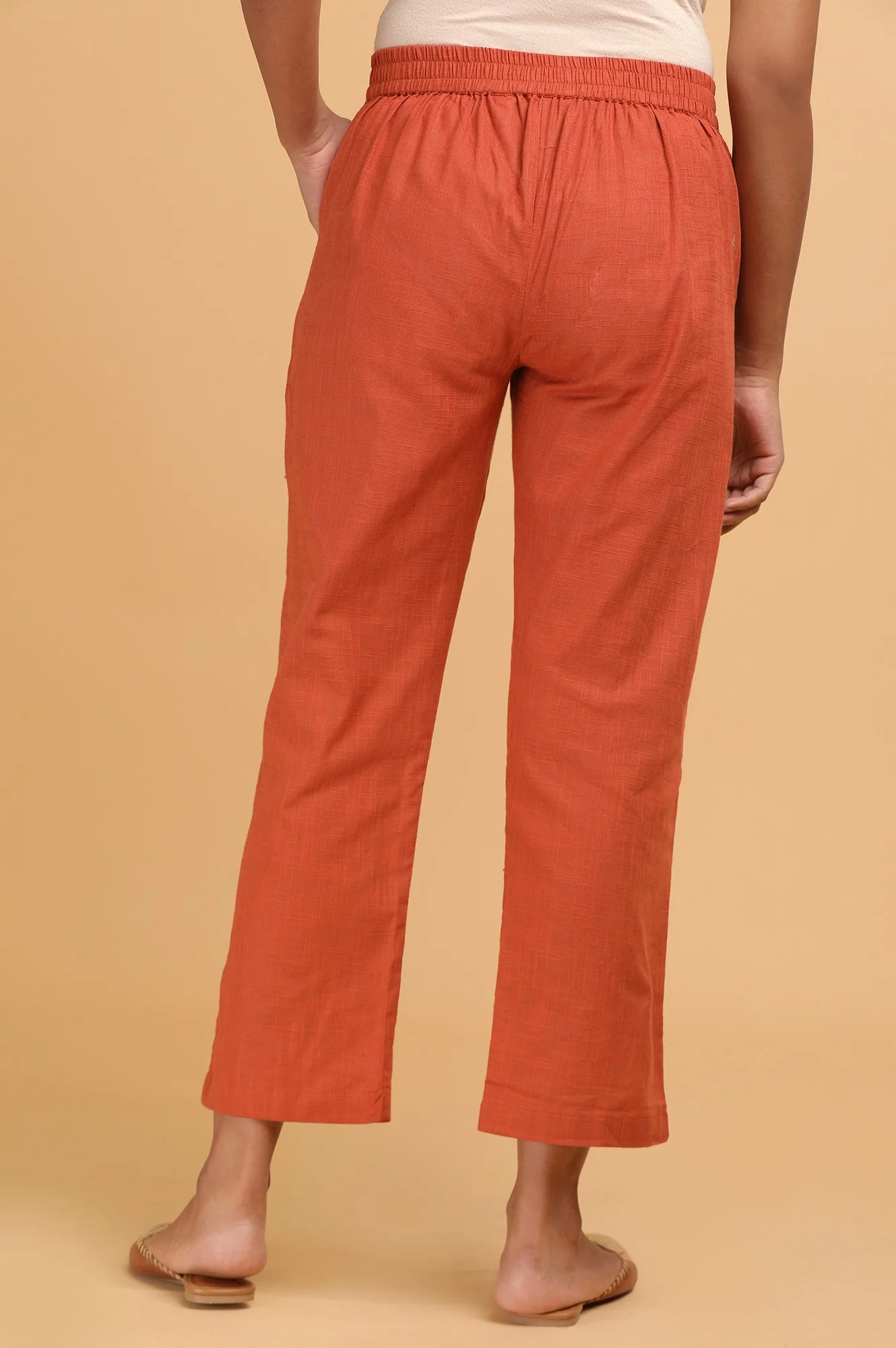 Rust Solid Straight Pants - Image 2