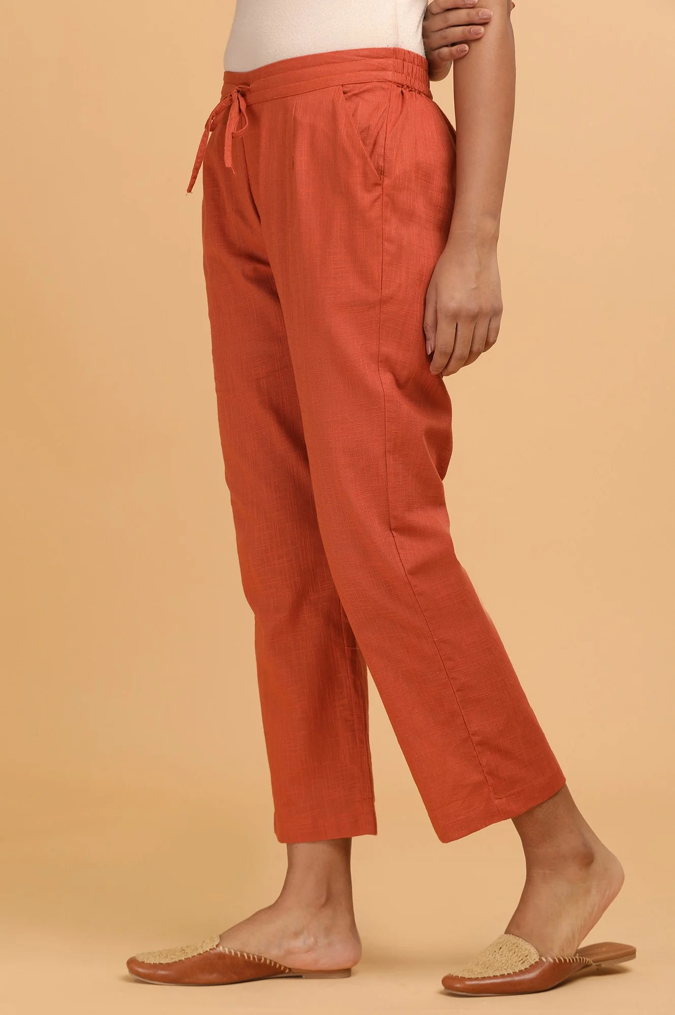Rust Solid Straight Pants - Image 3