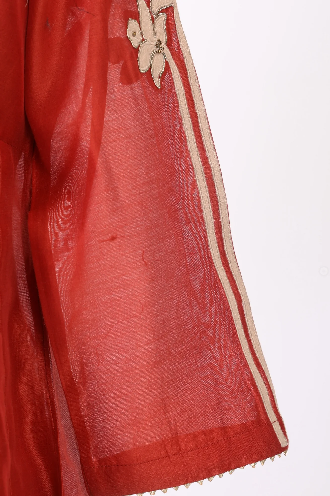Rust Thread Embroidered Cotton Blend Straight Kurta with Straight Pants and Dupatta Set - Image 7