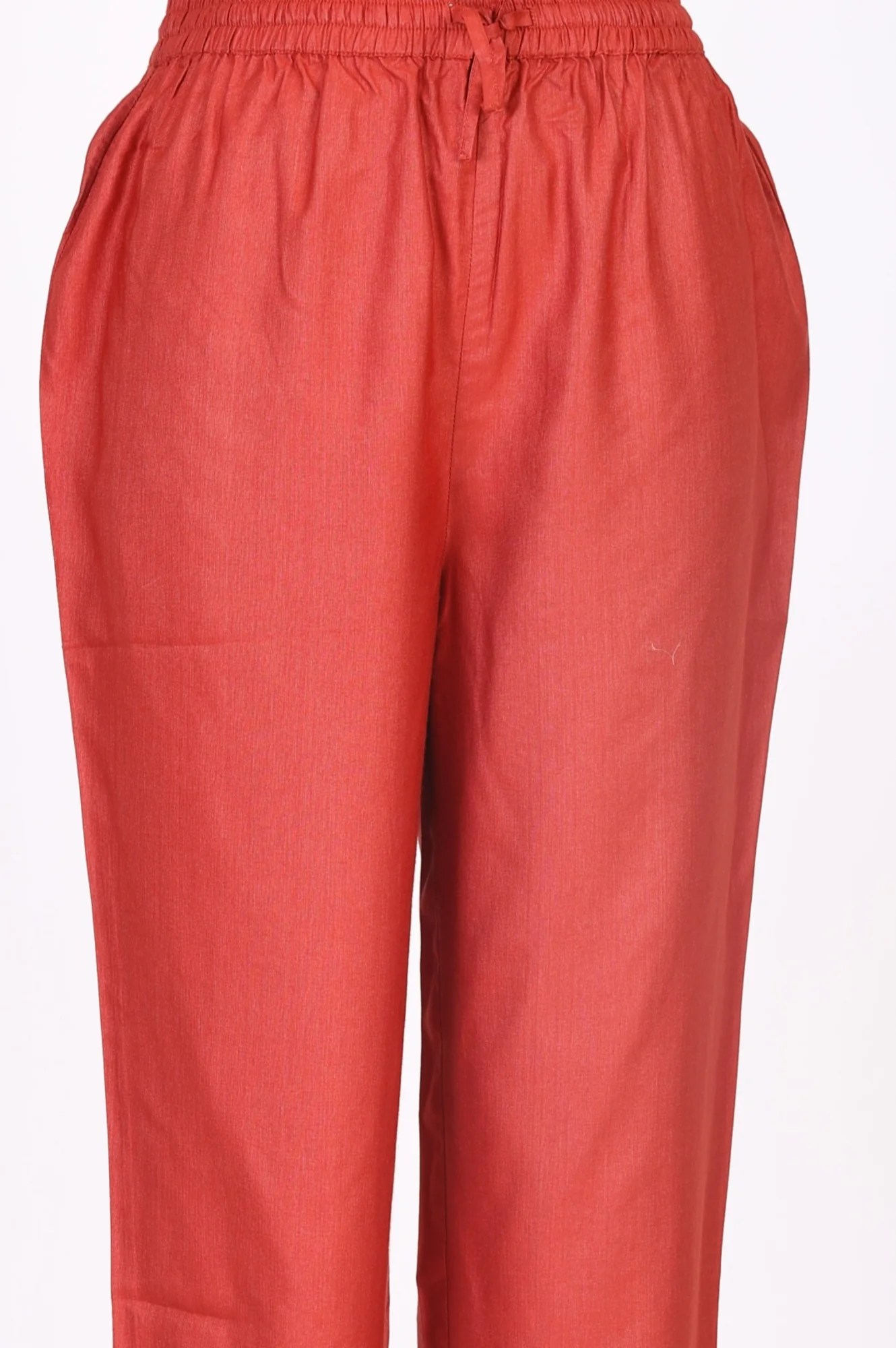 Rust Thread Embroidered Cotton Blend Straight Kurta with Straight Pants and Dupatta Set - Image 8