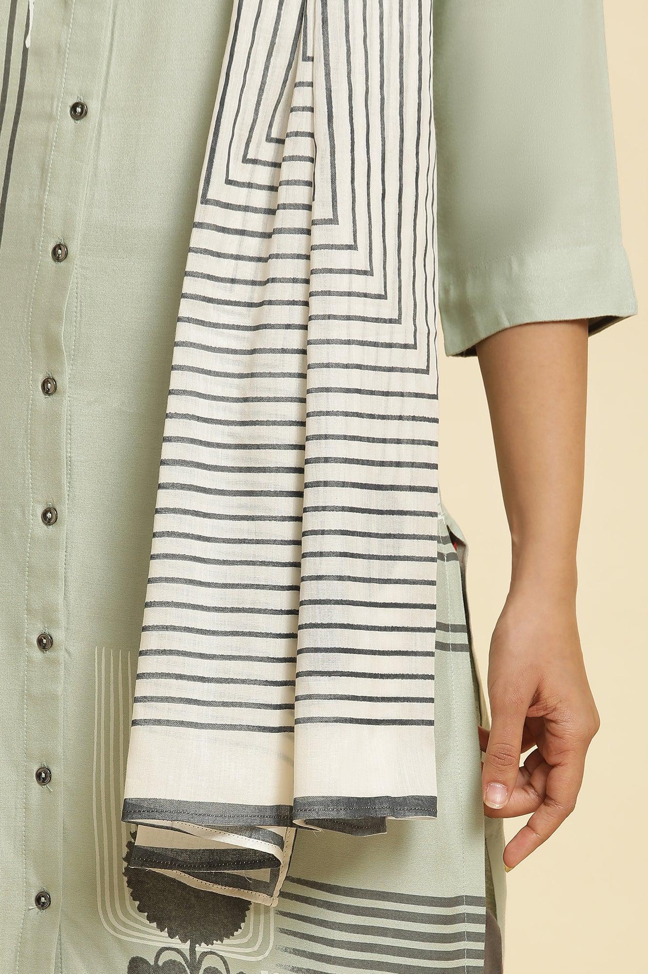 Sage Green Printed Kurta, Pants & Dupatta - Image 7