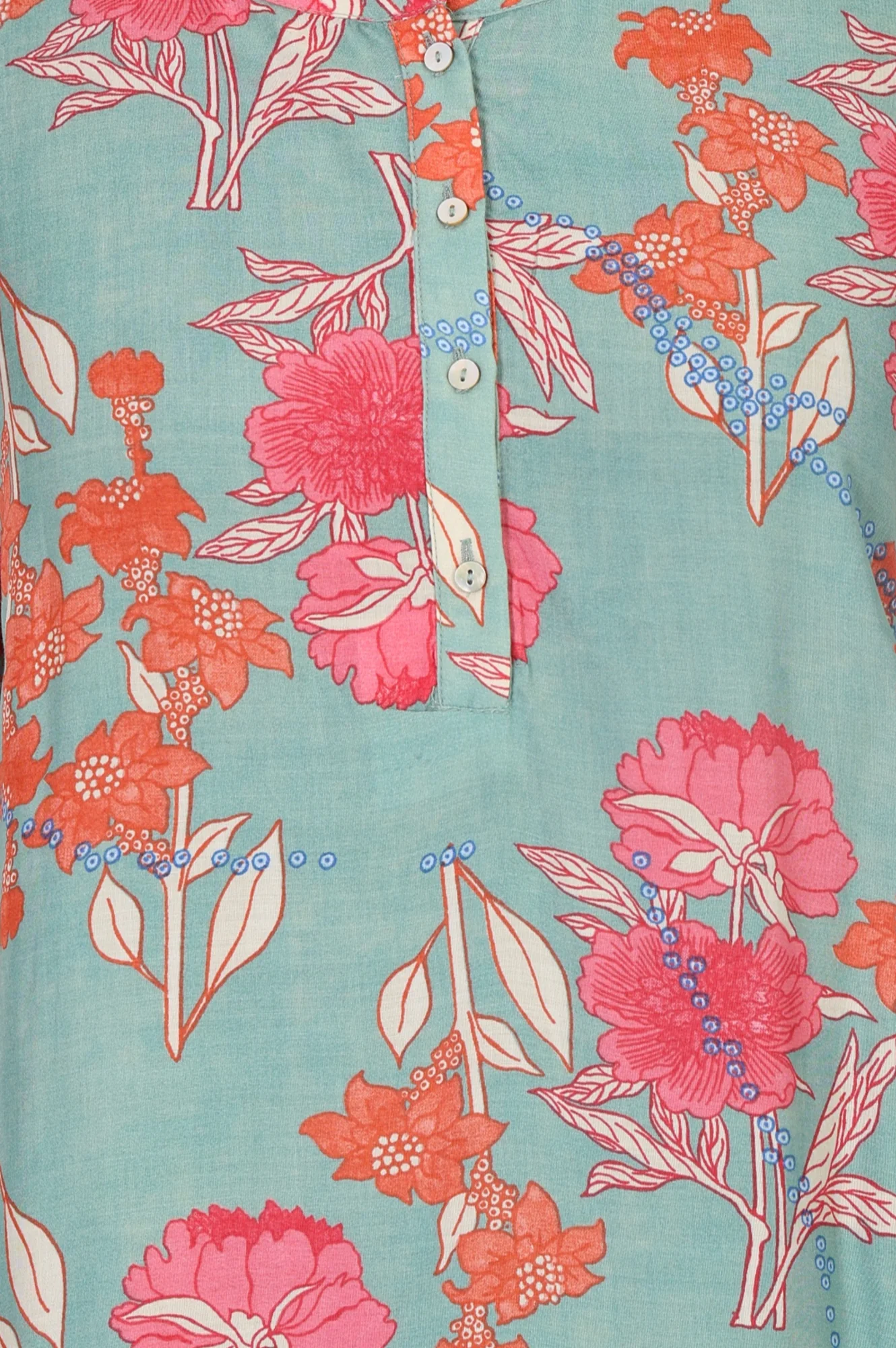 Sea Green Floral Printed Modal Straight Top - Image 2