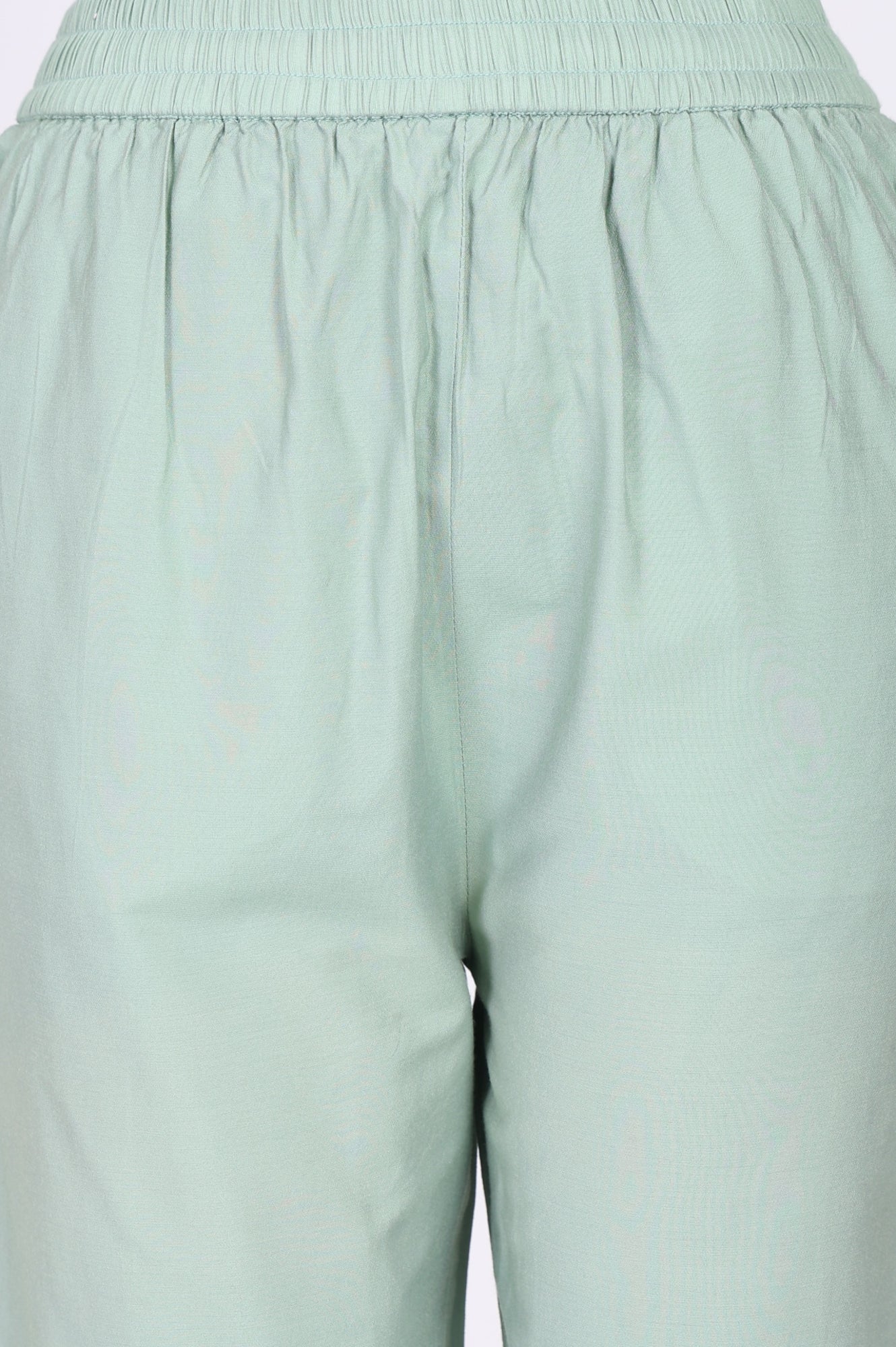 Sea Green Solid Lace Straight Fit Ankle Length Pants - Image 3