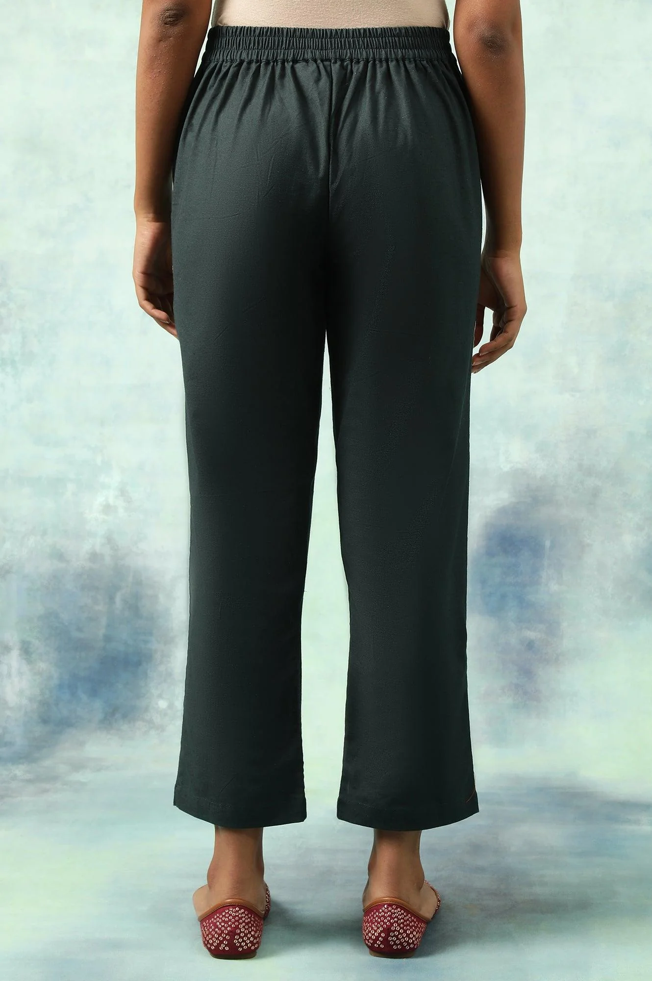 Sea Moss Straight Pants In Cotton Flax - Image 4