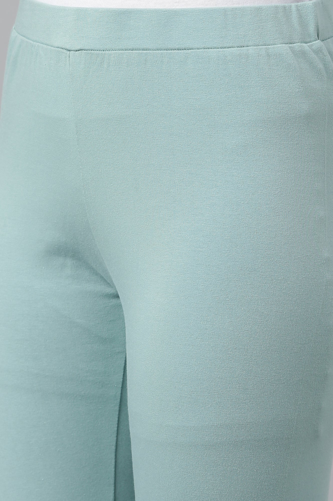 Sky Blue Asymmetrical Hemline kurta With Tights - Image 3