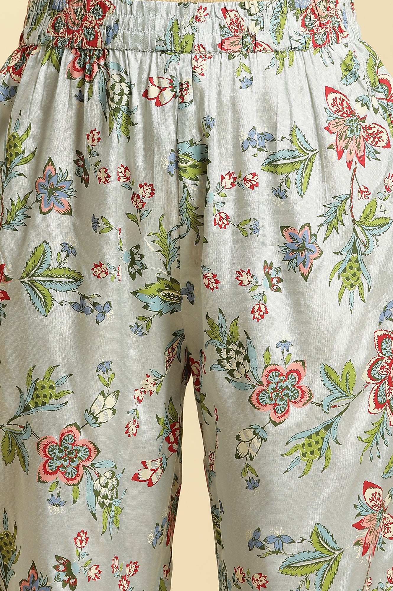 Sky Blue Floral Printed Kurta, Pants And Dupatta Set - Image 9