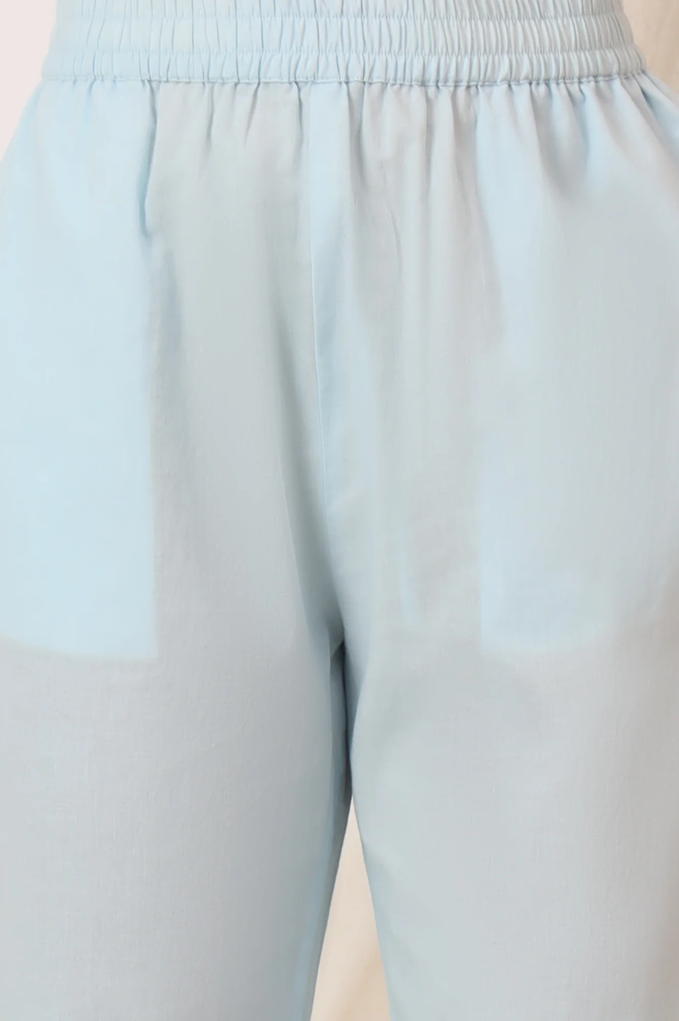 Sky Blue Printed Pure Cotton Anarkali Kurta, Pants and Dupatta Set - Image 9