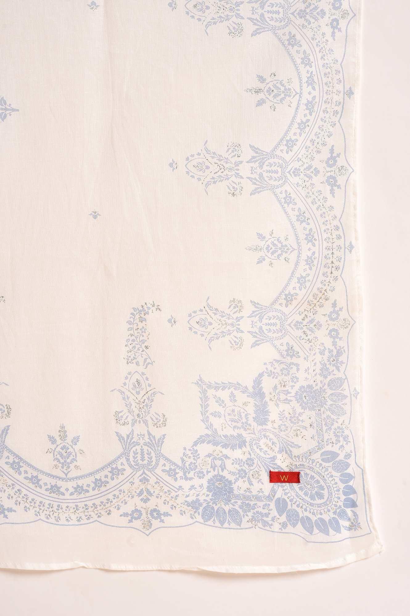Skyway Blue Printed A-Line Kurta, Pants And Dupatta Set - Image 12
