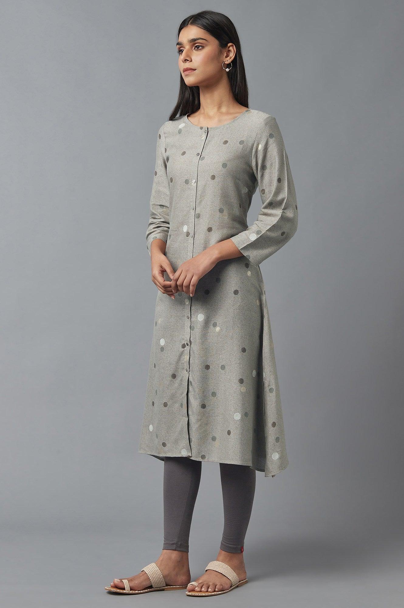 Smoke Grey A-line kurta - Image 3