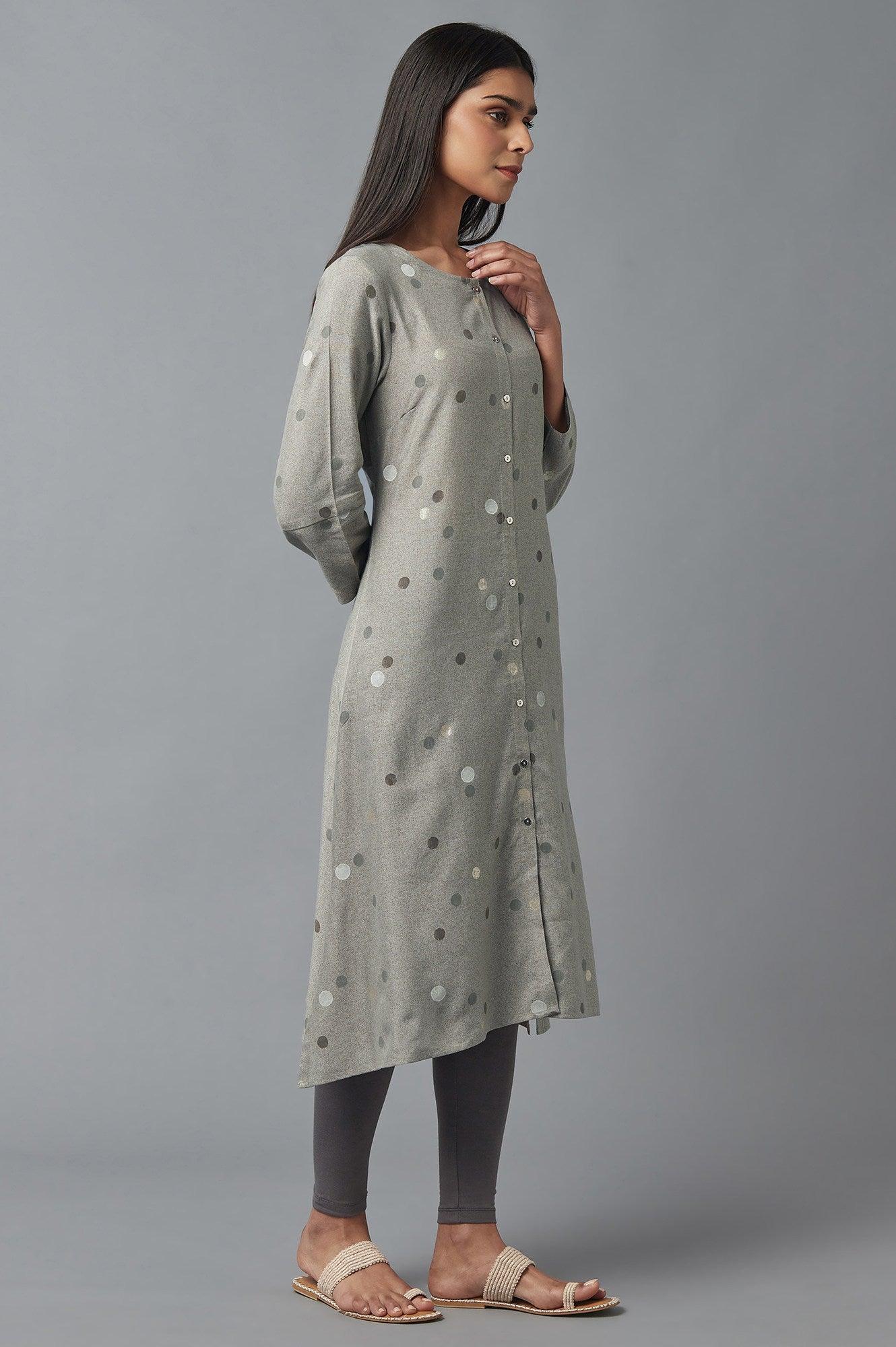 Smoke Grey A-line kurta - Image 4