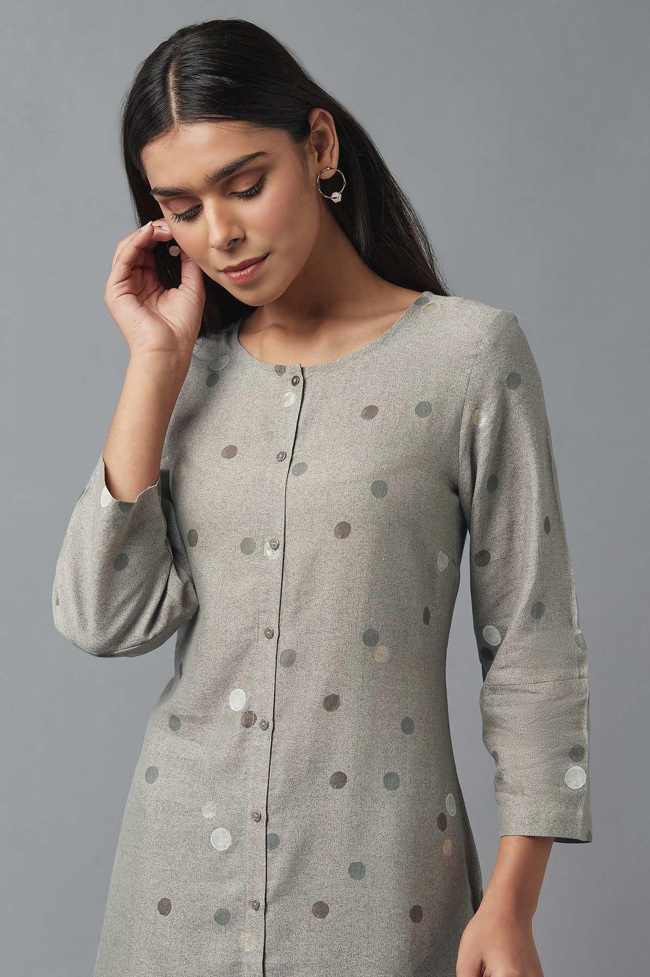 Smoke Grey A-line kurta - Image 6