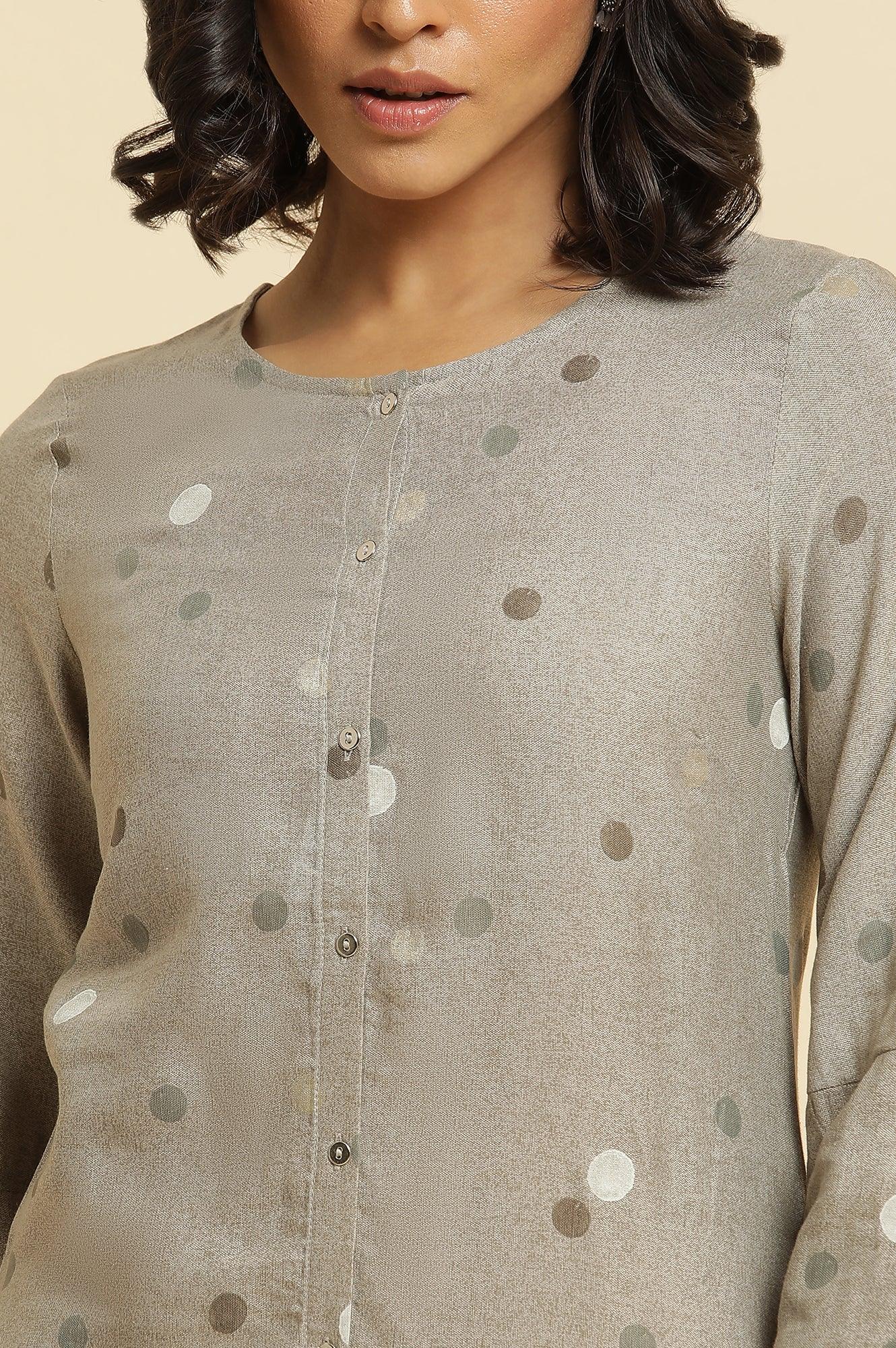 Smoke Grey A-Line Printed Kurta & Pants Set - Image 6