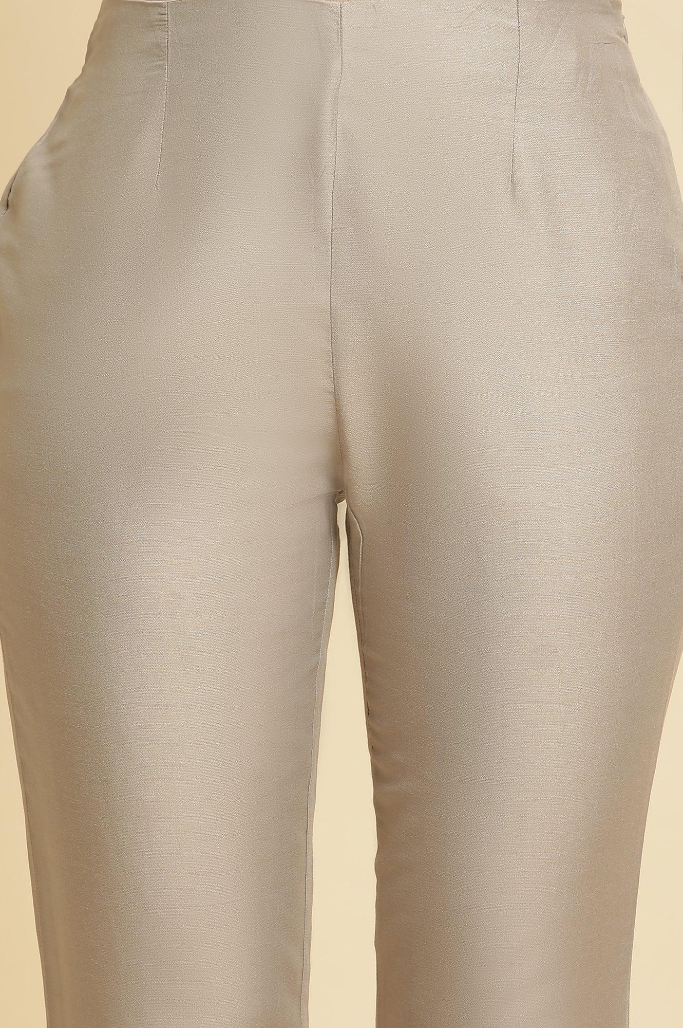 Smoke Grey A-Line Printed Kurta & Pants Set - Image 7