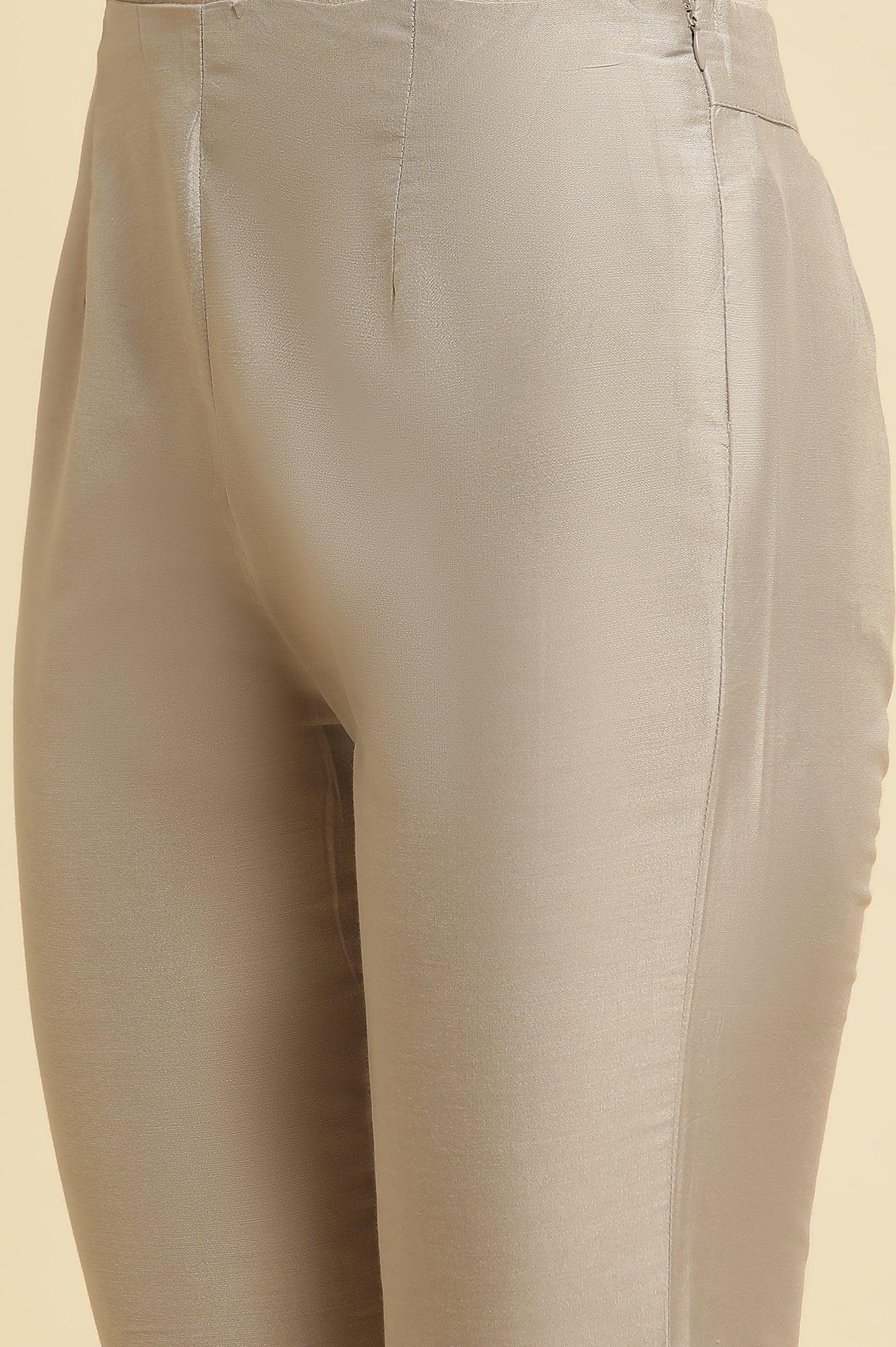 Smoke Grey A-Line Printed Kurta & Pants Set - Image 8
