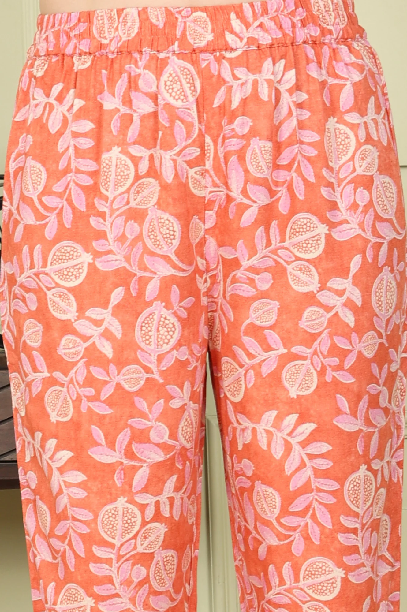 Tangy Orange Floral Printed Breezy Rayon Kurta, Pants Co-Ord Set With Dupatta - Image 8