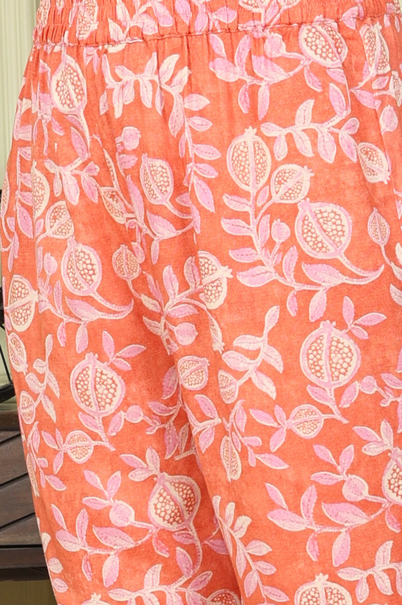 Tangy Orange Floral Printed Breezy Rayon Kurta, Pants Co-Ord Set With Dupatta - Image 9